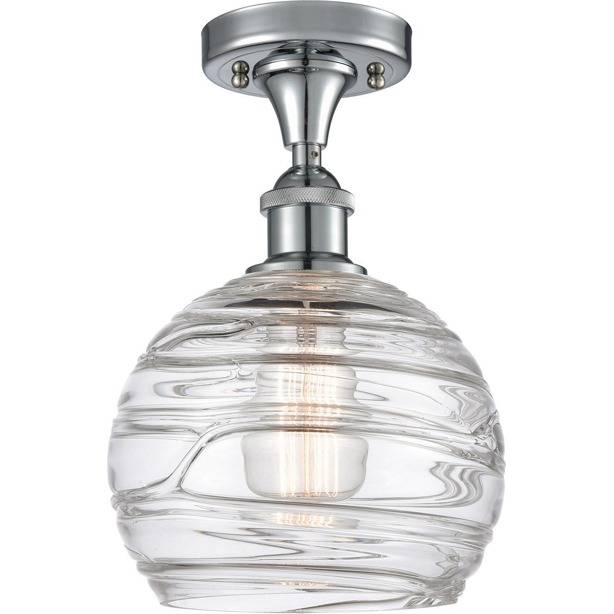 Ballston Deco Swirl 1 Light 8 inch Polished Chrome Semi-Flush Mount Ceiling Light, Ballston