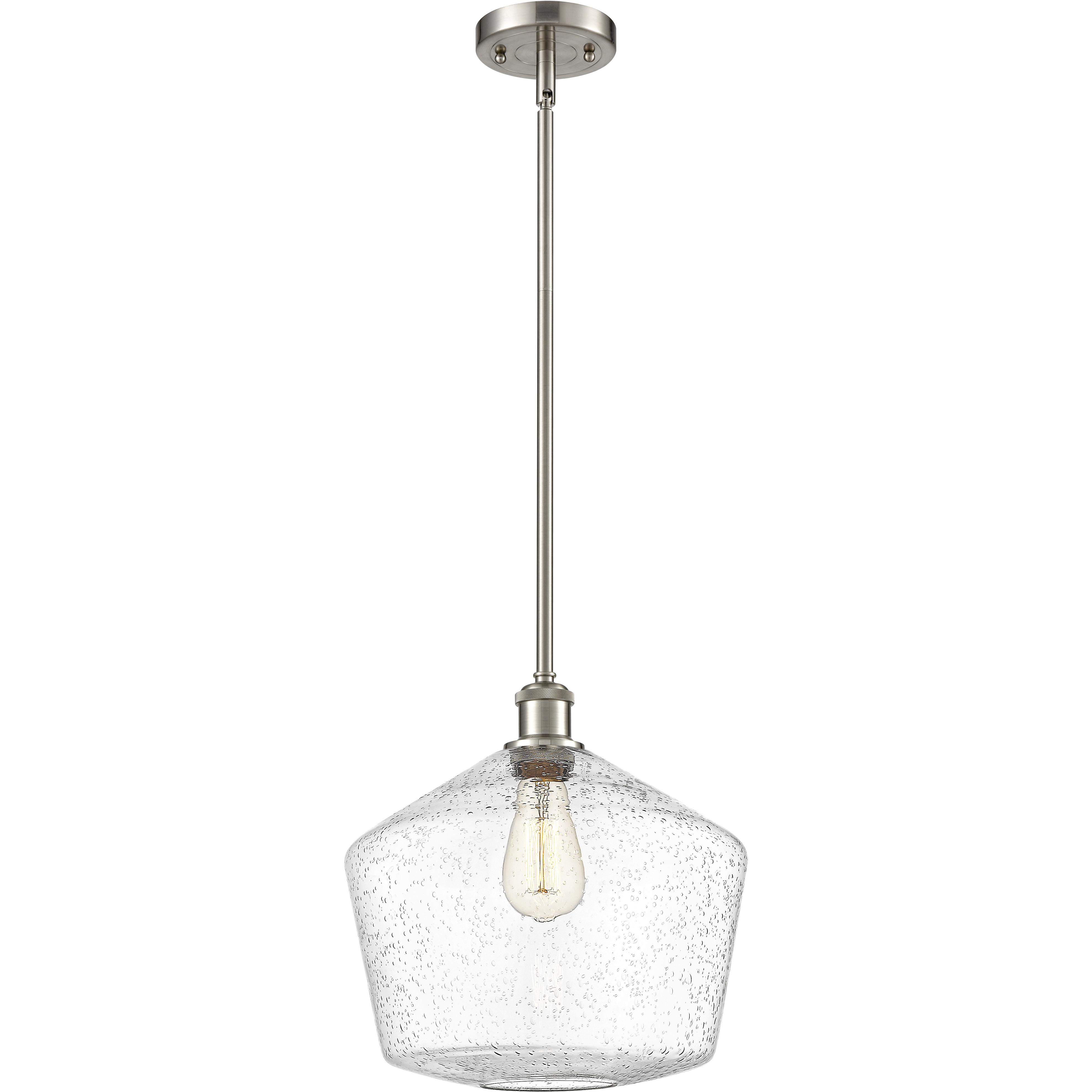 Ballston Cindyrella LED 12 inch Brushed Satin Nickel Mini Pendant Ceiling Light in Seedy Glass