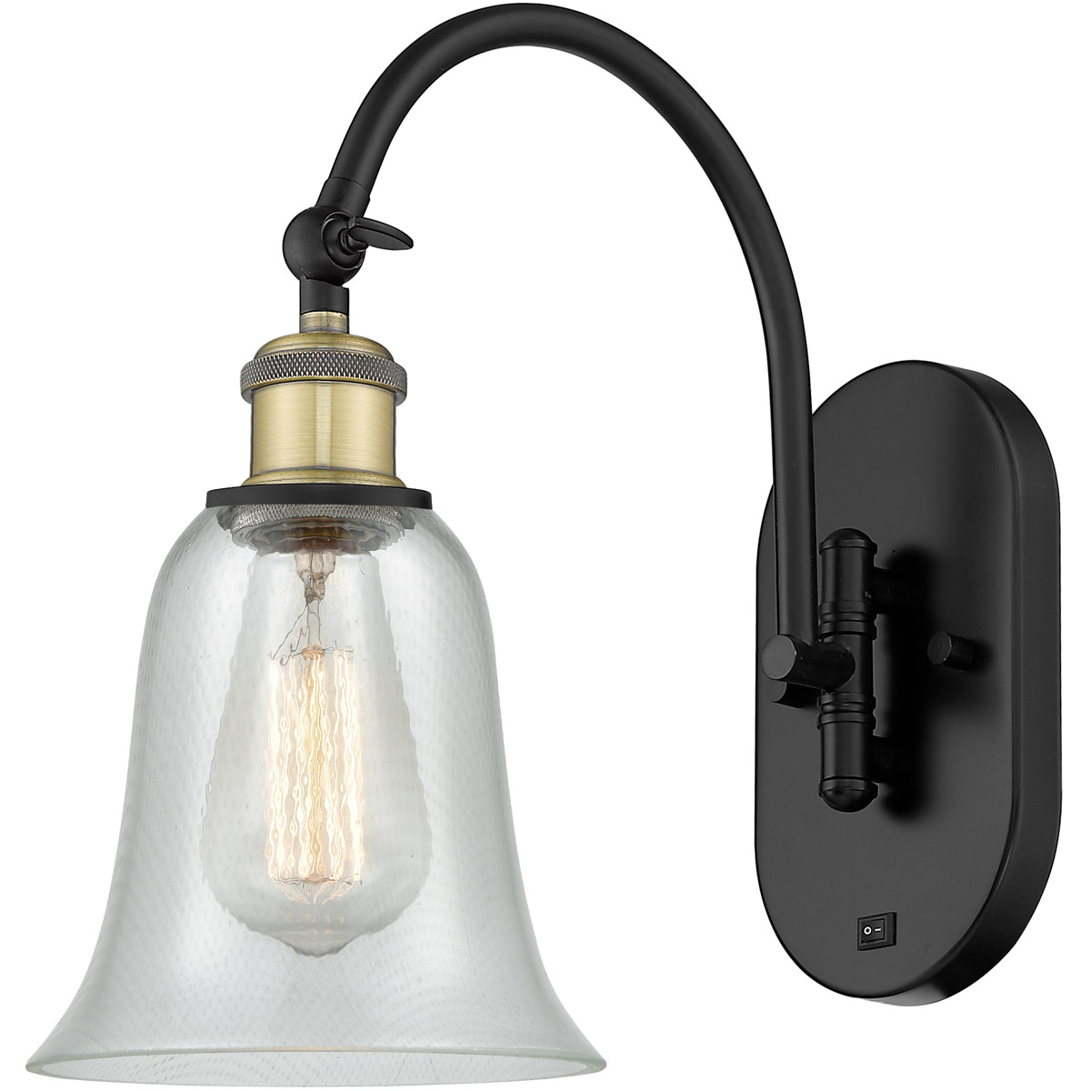 Ballston Hanover LED 6.25 inch Black Antique Brass Sconce Wall Light in Fishnet Glass