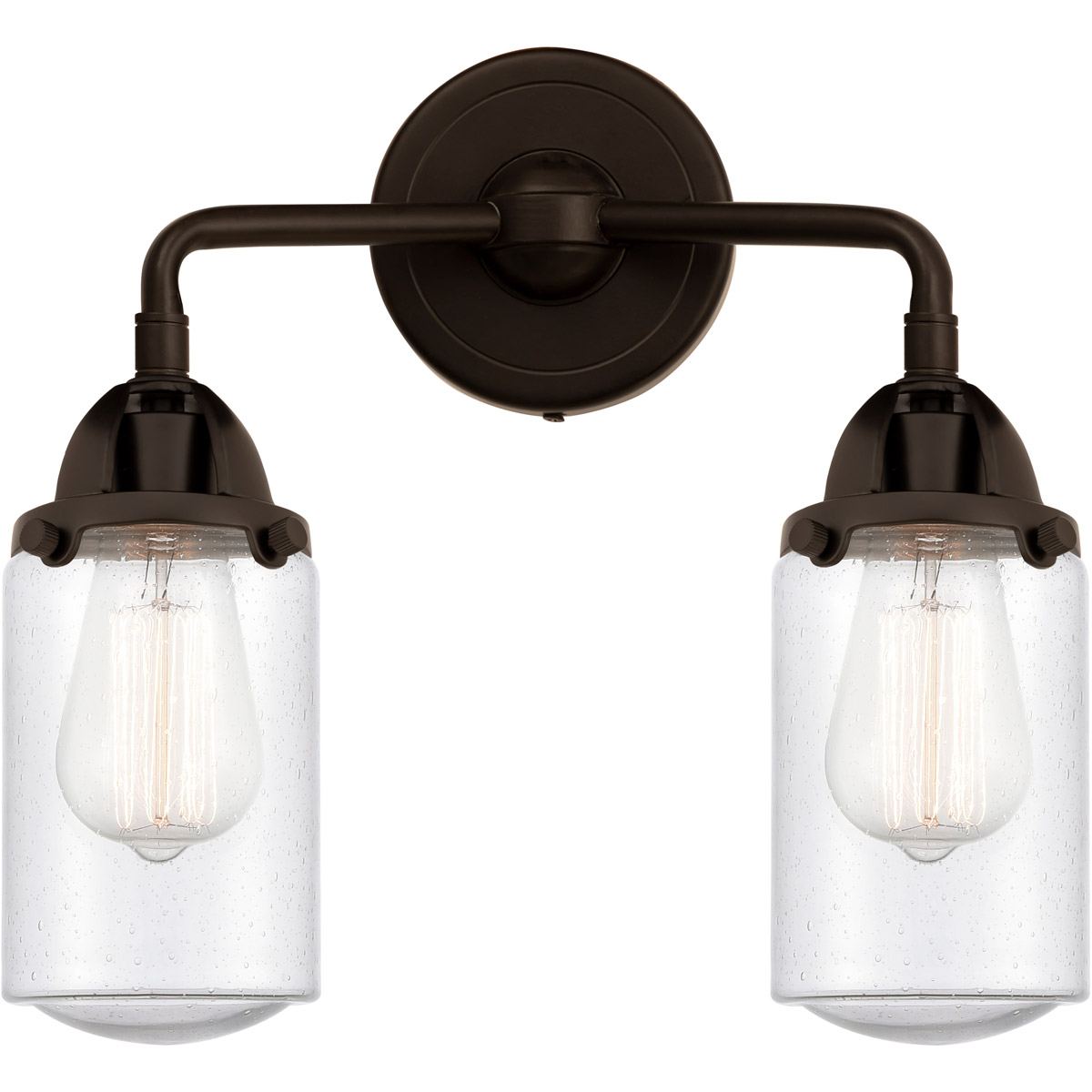 Nouveau 2 Dover 2 Light 13 inch Oil Rubbed Bronze Bath Vanity Light Wall Light in Seedy Glass