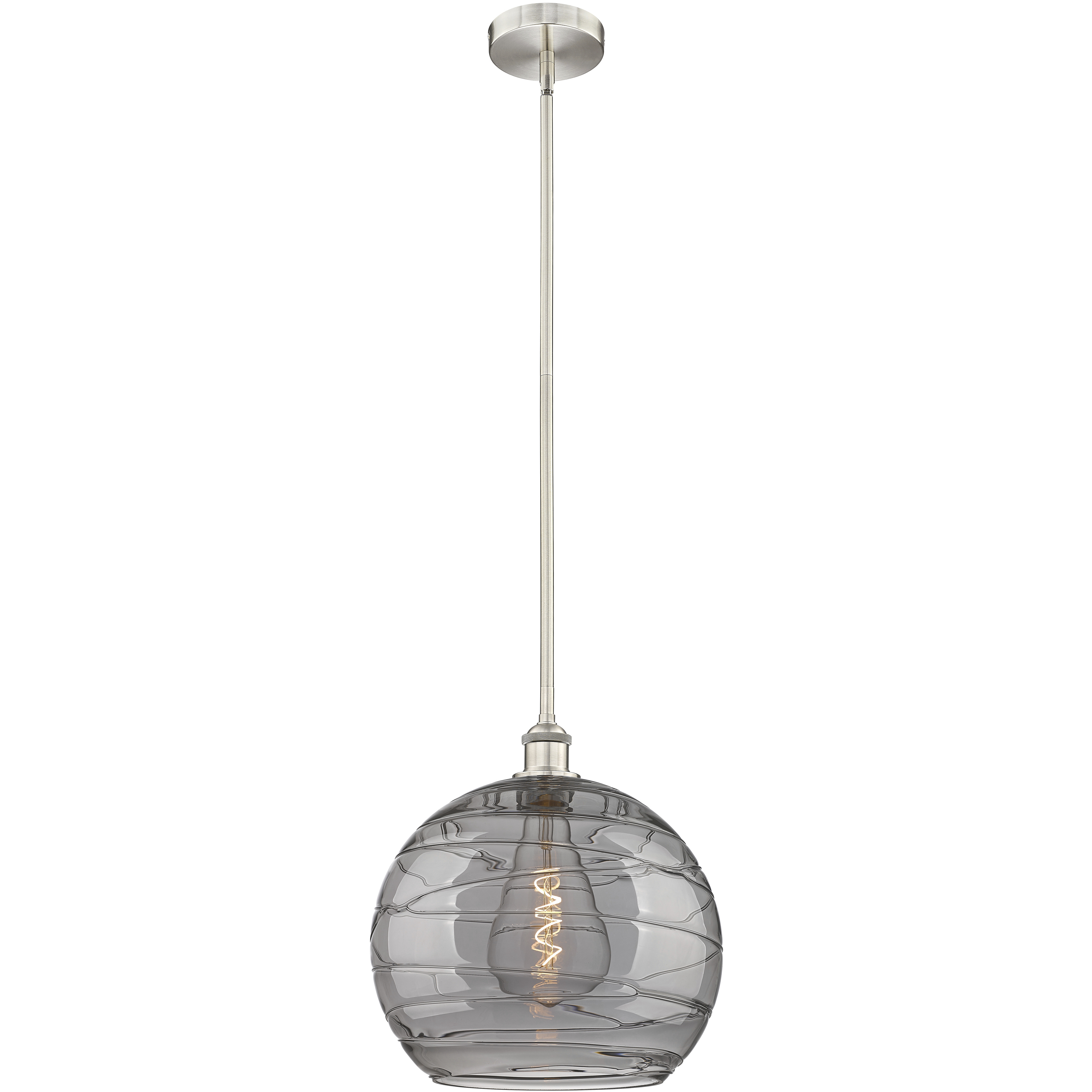 Edison Athens Deco Swirl 1 Light 13.75 inch Brushed Satin Nickel Stem Hung Pendant Ceiling Light