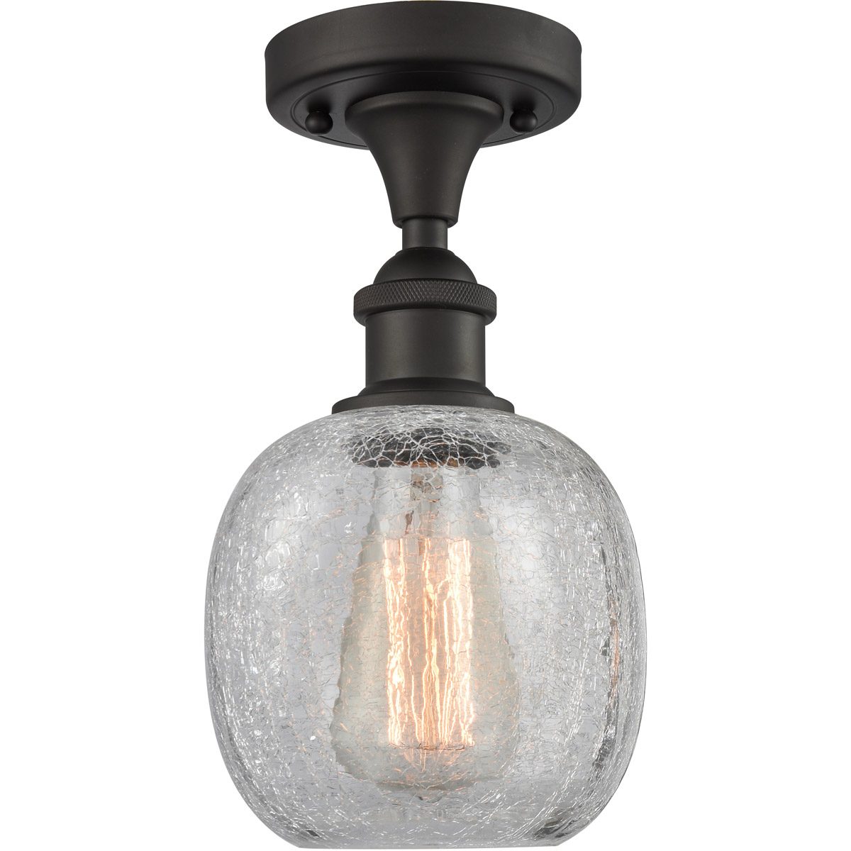 Ballston Belfast 1 Light 6 inch Oil Rubbed Bronze Semi-Flush Mount Ceiling Light in Clear Crackle Glass, Ballston