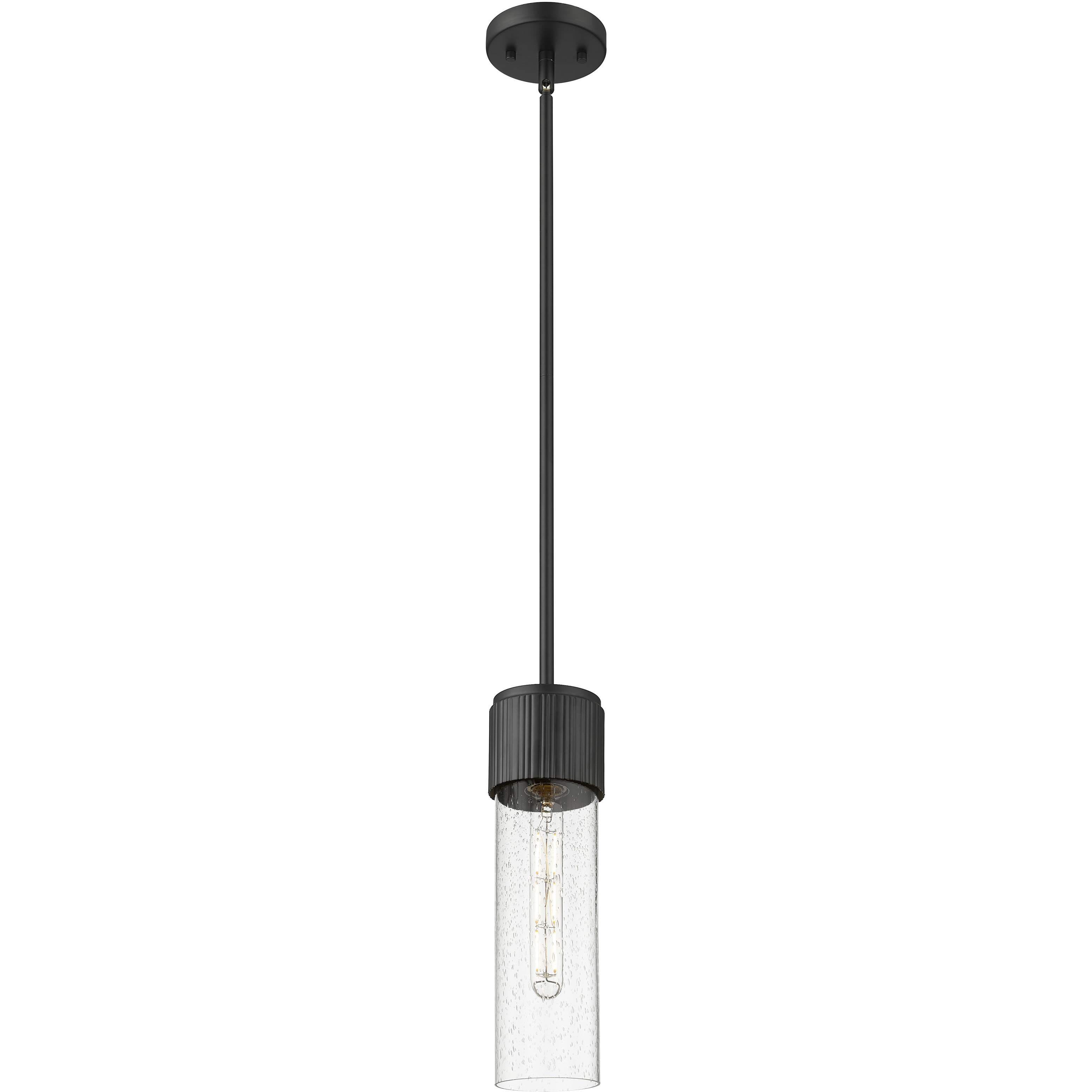 Bolivar 1 Light 4 inch Matte Black Pendant Ceiling Light in Seedy Glass