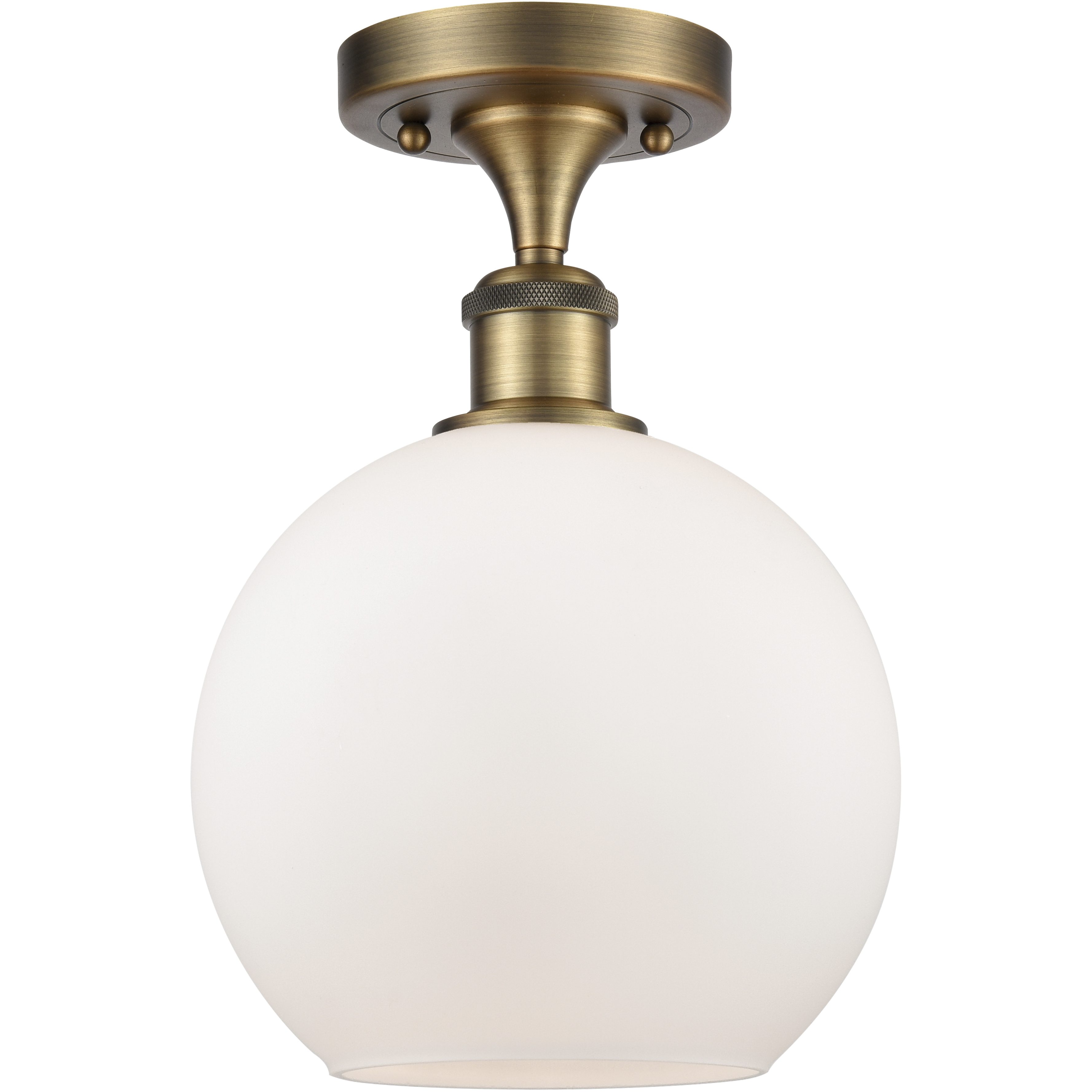 Athens 1 Light 8 inch Brushed Brass Semi-Flush Mount Ceiling Light in Matte White Glass