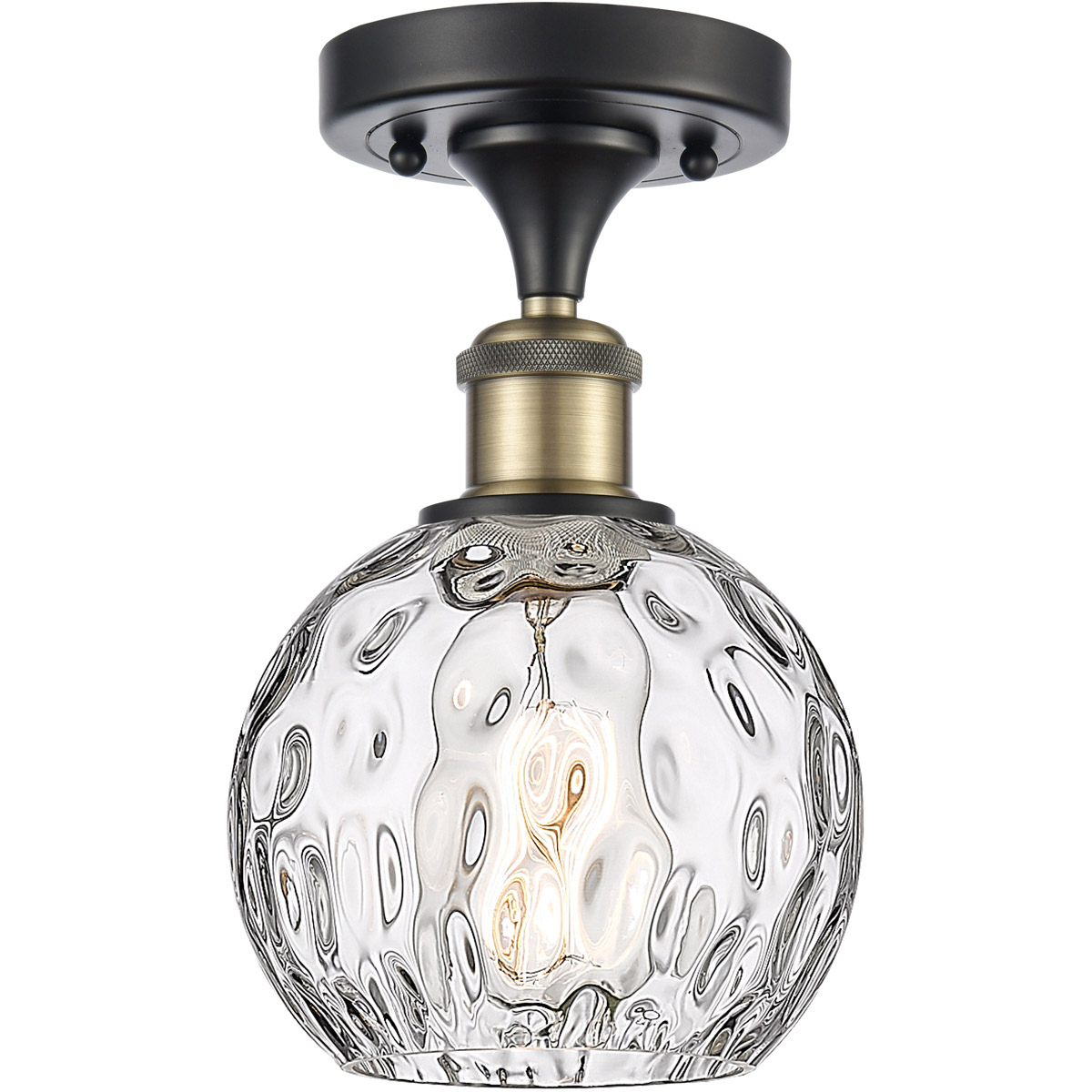 Ballston Athens Water Glass 1 Light 6 inch Black Antique Brass Semi-Flush Mount Ceiling Light