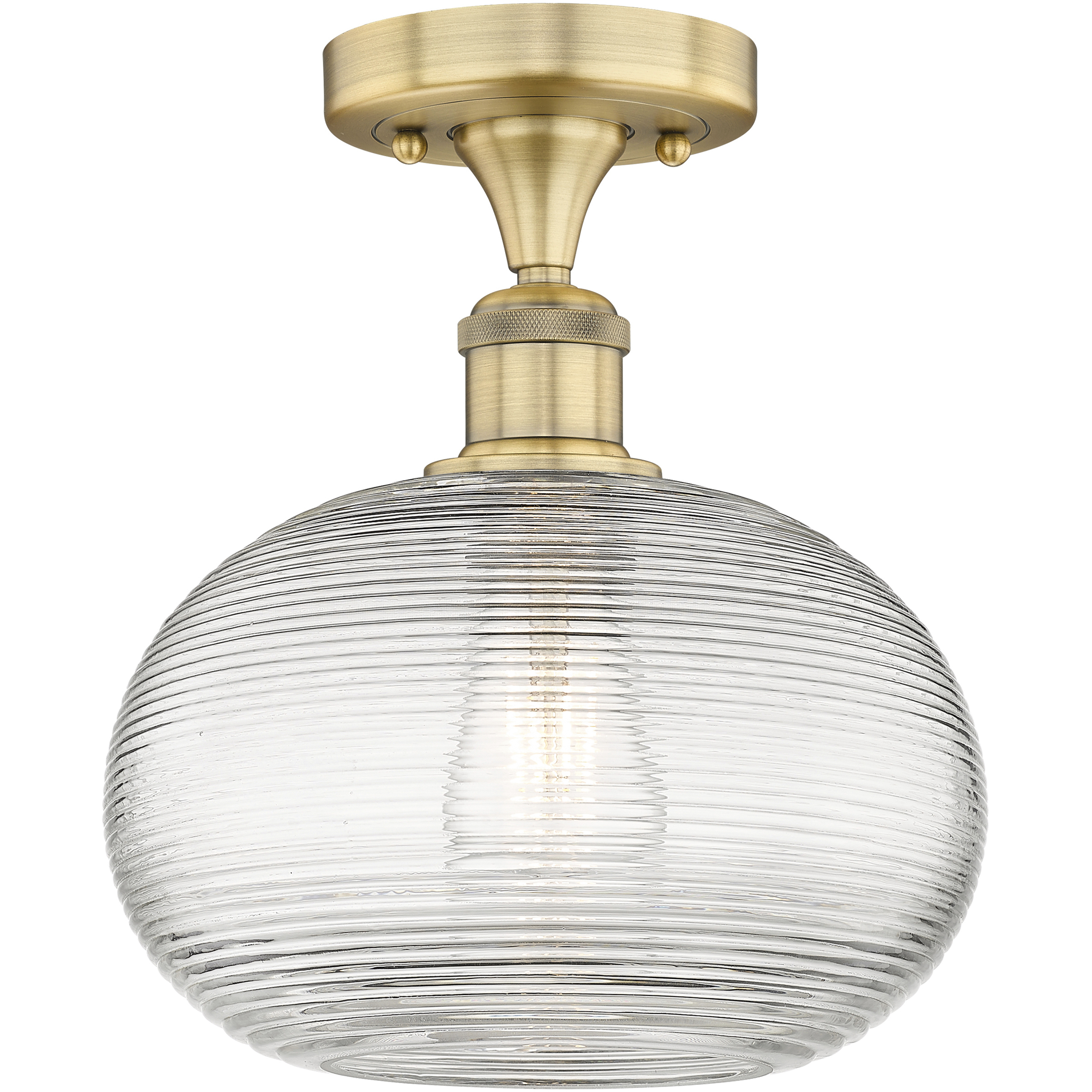 Edison Ithaca 1 Light 10 inch Brushed Brass Semi-Flush Mount Ceiling Light