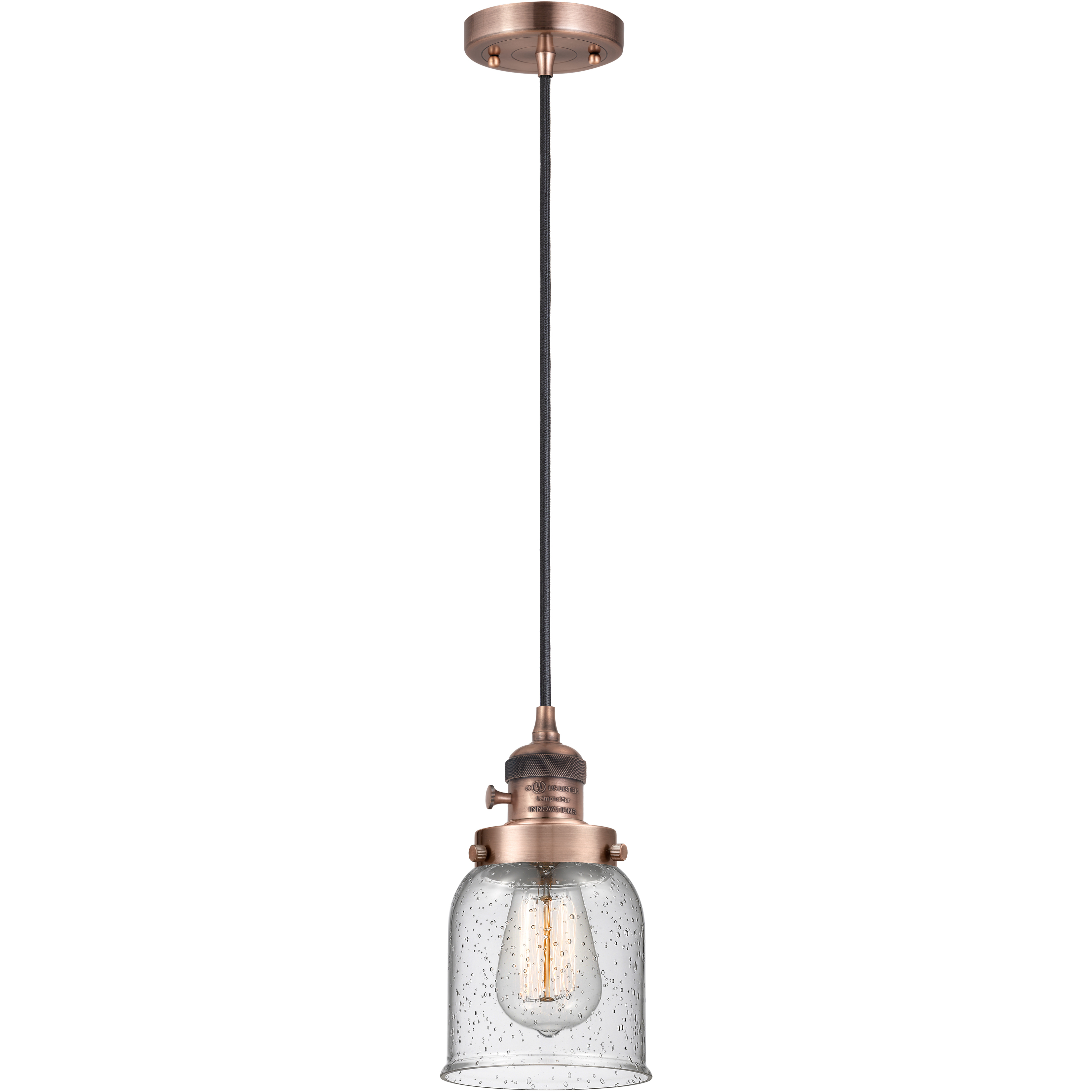 Franklin Restoration Bell LED 5 inch Antique Copper Mini Pendant Ceiling Light in Seedy
