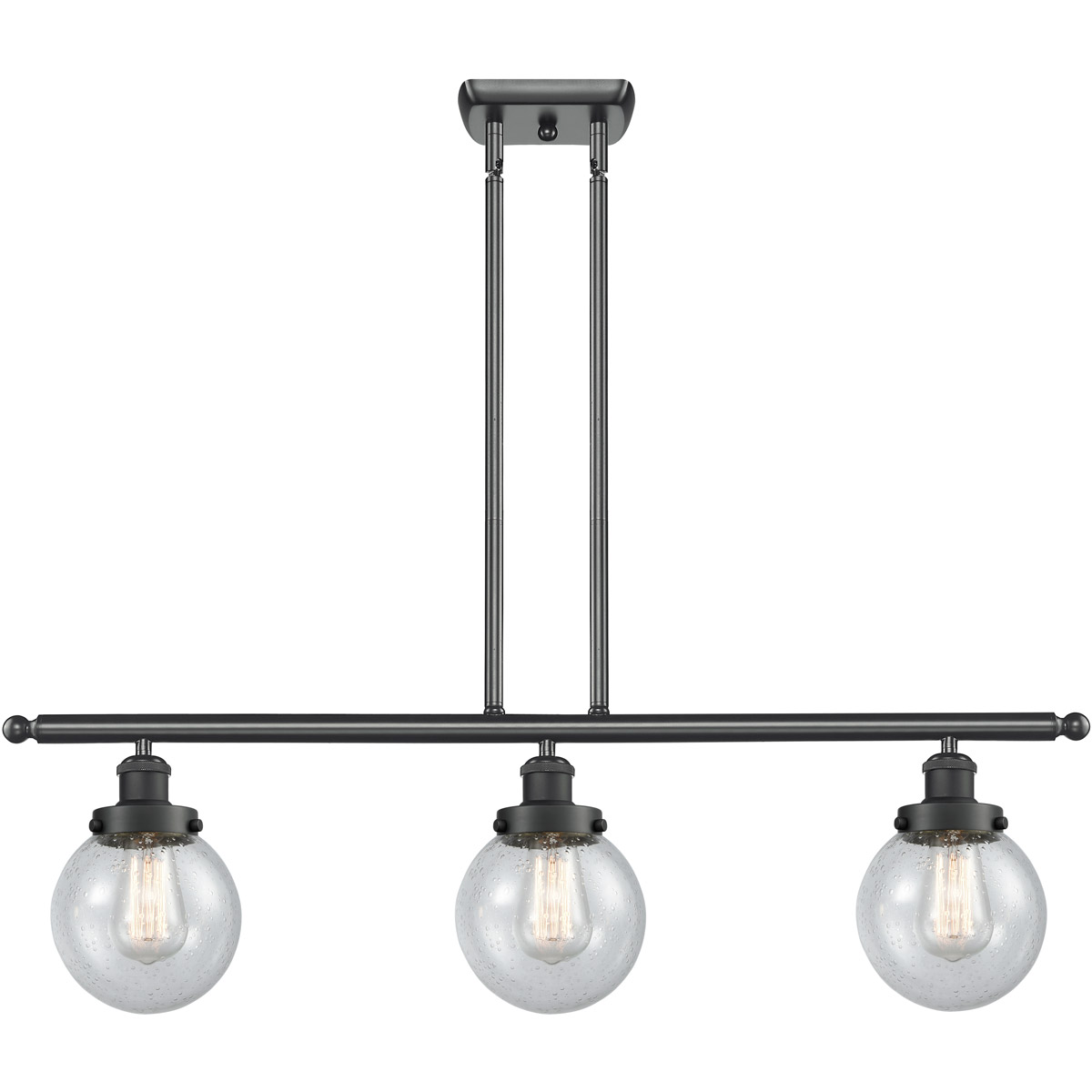 Ballston Beacon LED 36 inch Matte Black Island Light Ceiling Light in Seedy Glass, Ballston