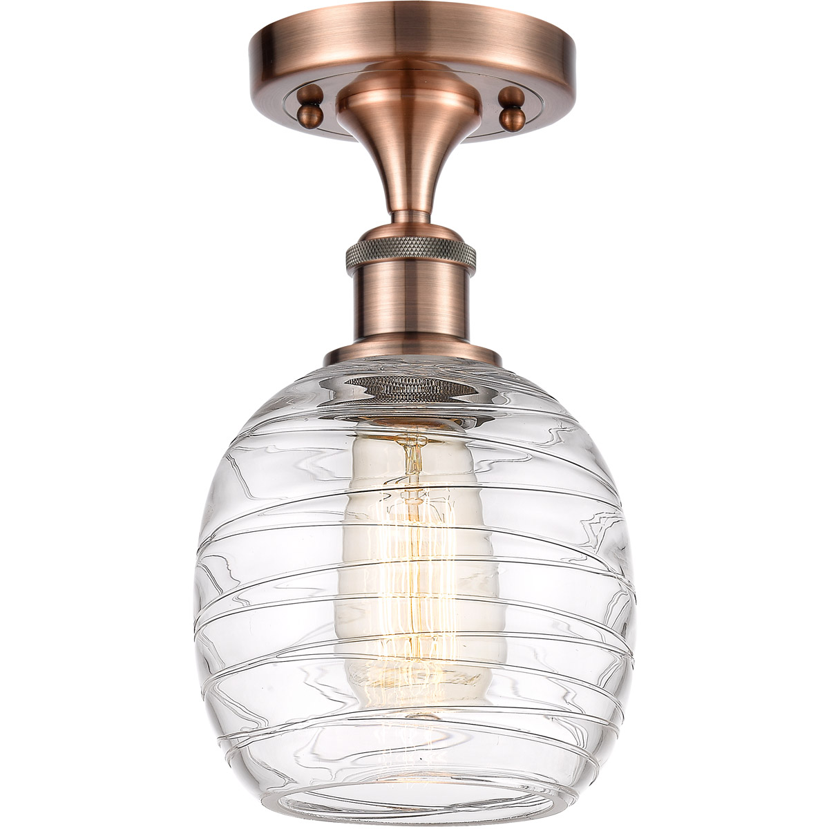Ballston Belfast 1 Light 6 inch Antique Copper Semi-Flush Mount Ceiling Light