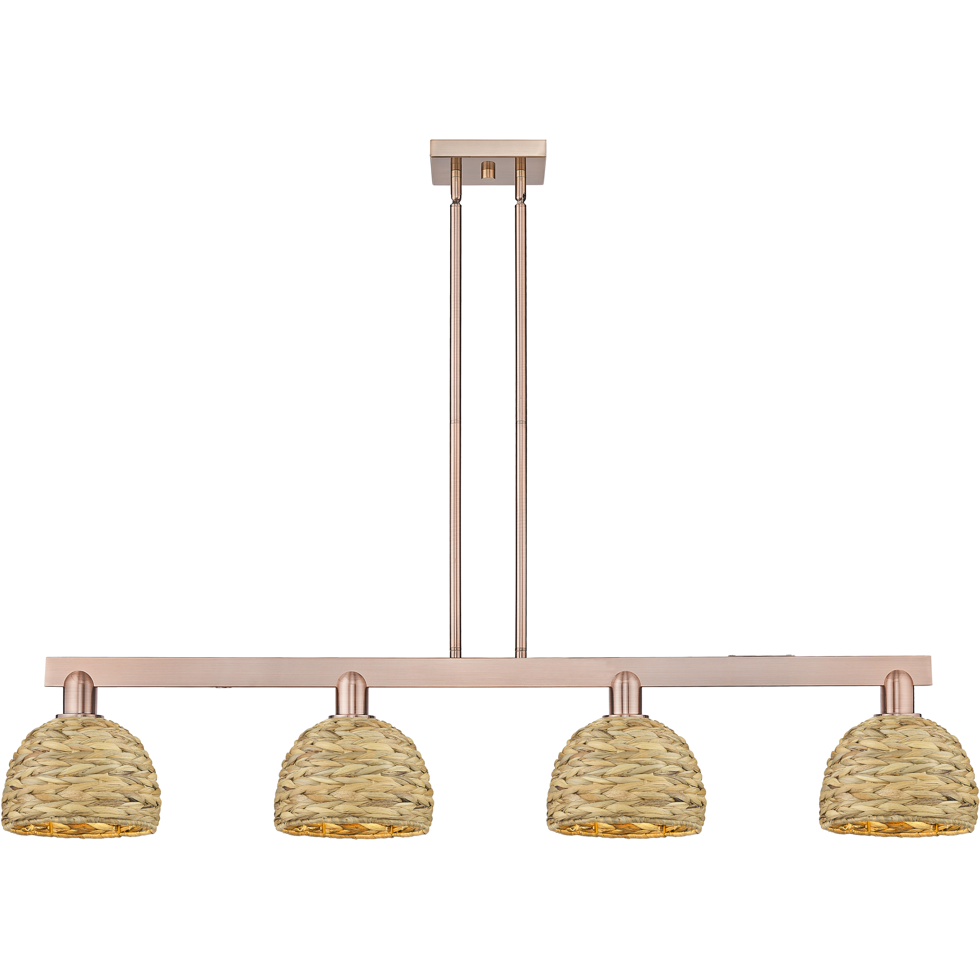 Arcadia Woven Rattan Island Light Ceiling Light in Antique Copper
