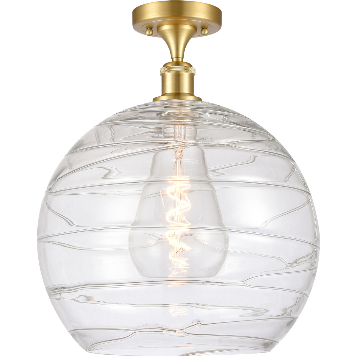 Ballston Deco Swirl 1 Light 14 inch Satin Gold Semi-Flush Mount Ceiling Light