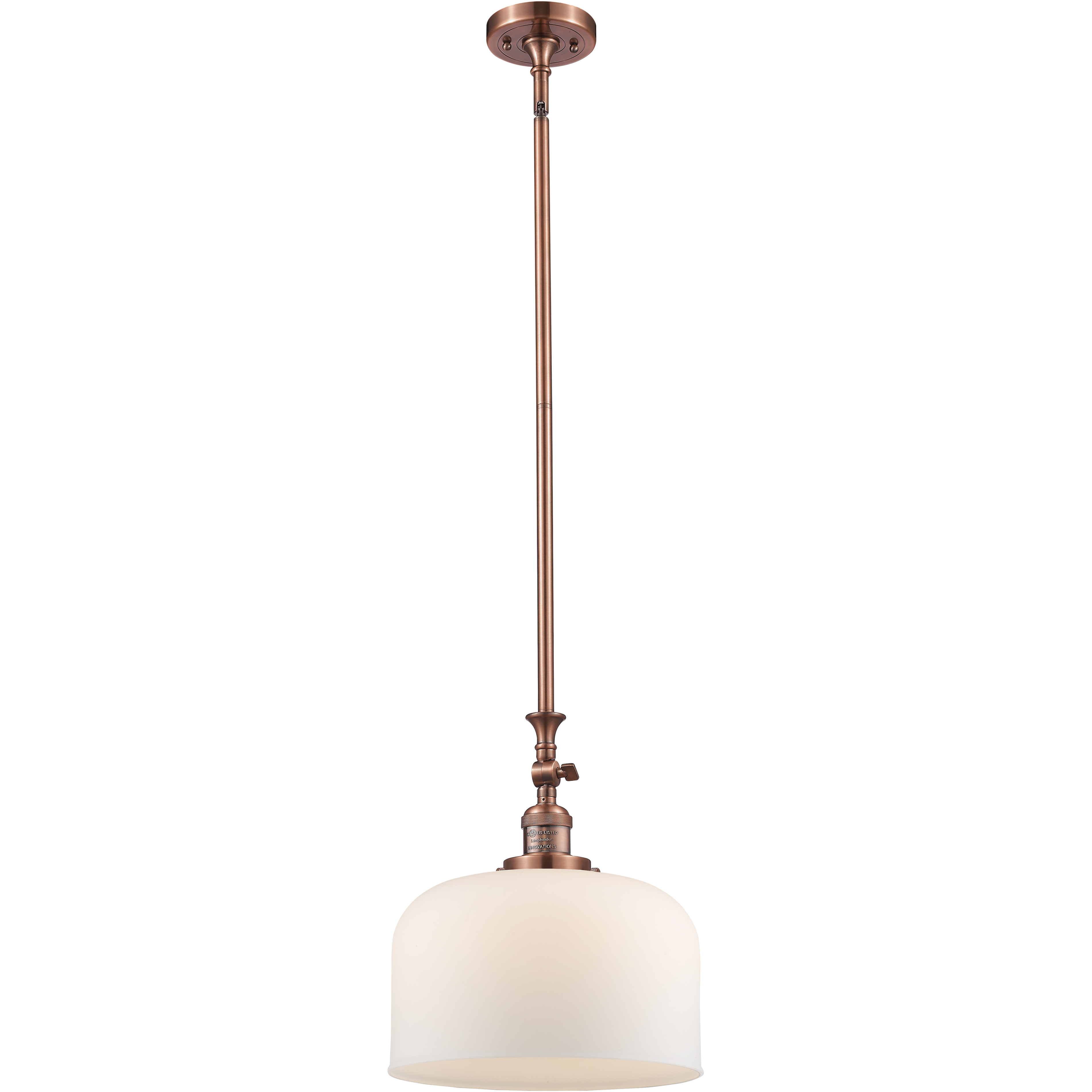 Franklin Restoration Bell 1 Light 12 inch Antique Copper Mini Pendant Ceiling Light in Incandescent, Matte White, Franklin Restoration
