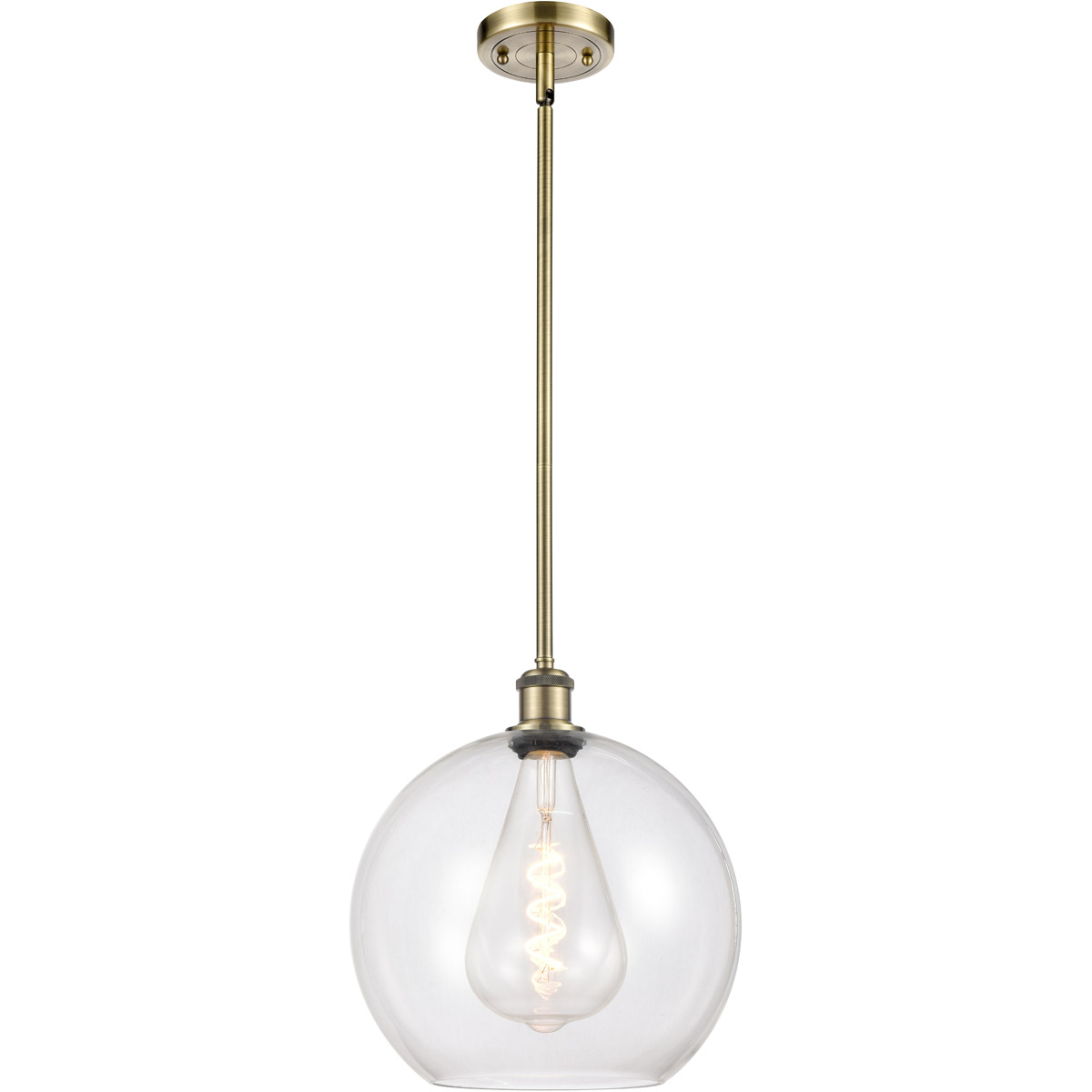 Ballston Athens 1 Light 12 inch Antique Brass Mini Pendant Ceiling Light in Clear Glass