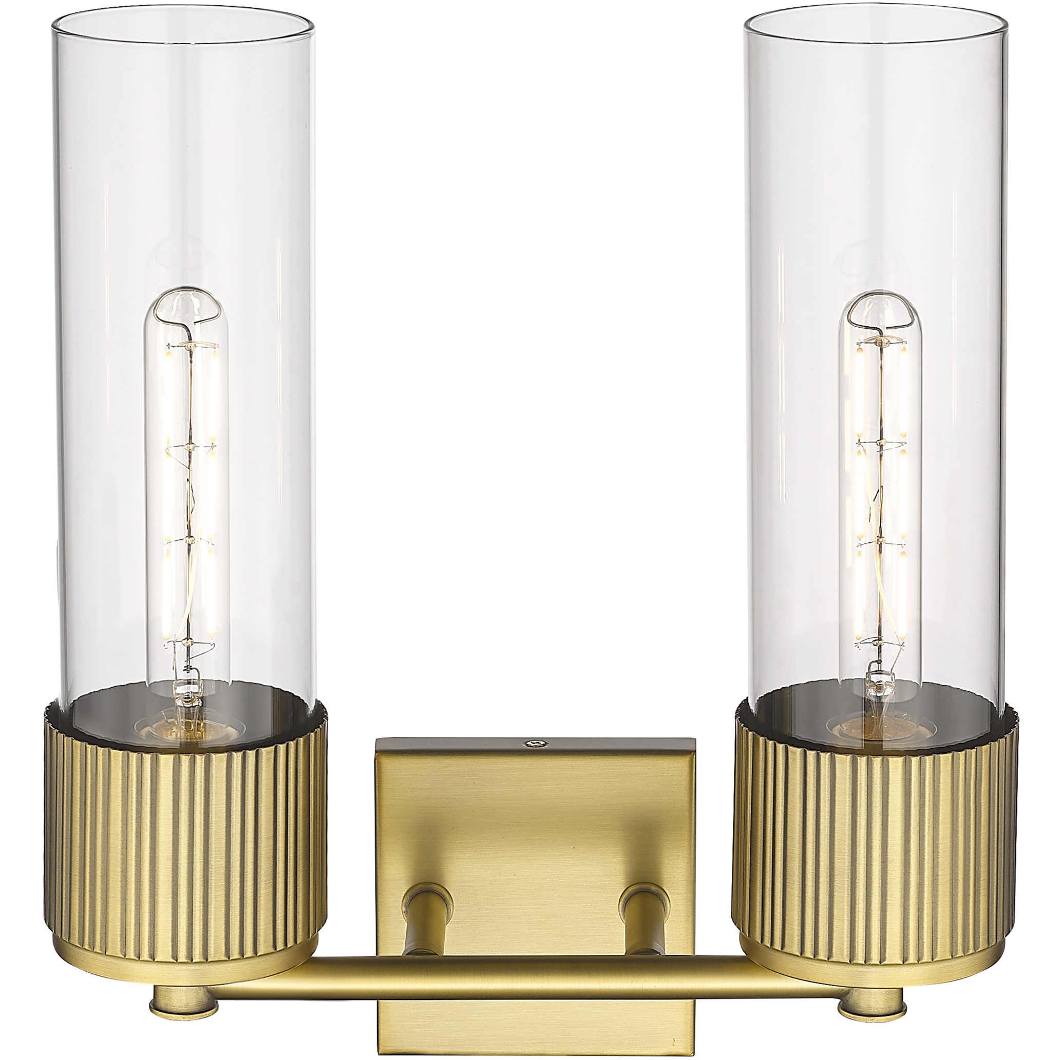 Bolivar 2 Light 13.5 inch Matte Black Bath Vanity Light Wall Light in Clear Glass