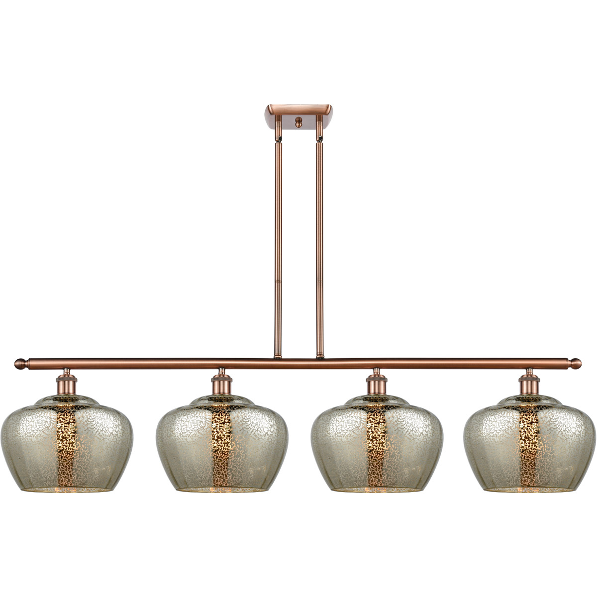 Ballston Large Fenton LED 48 inch Antique Copper Island Light Ceiling Light in Mercury Glass, Ballston