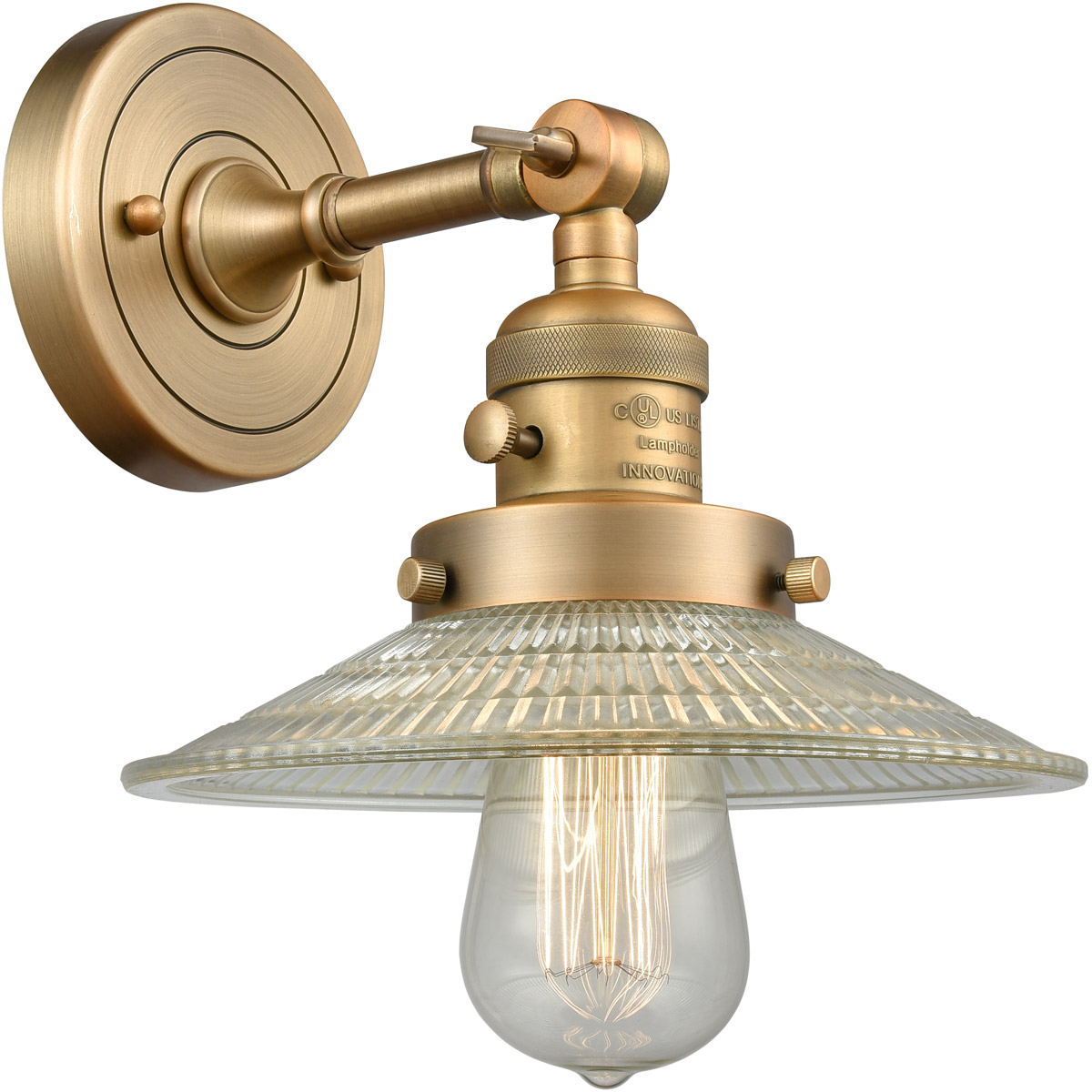 Franklin Restoration Halophane LED 9 inch Brushed Brass Sconce Wall Light, Franklin Restoration