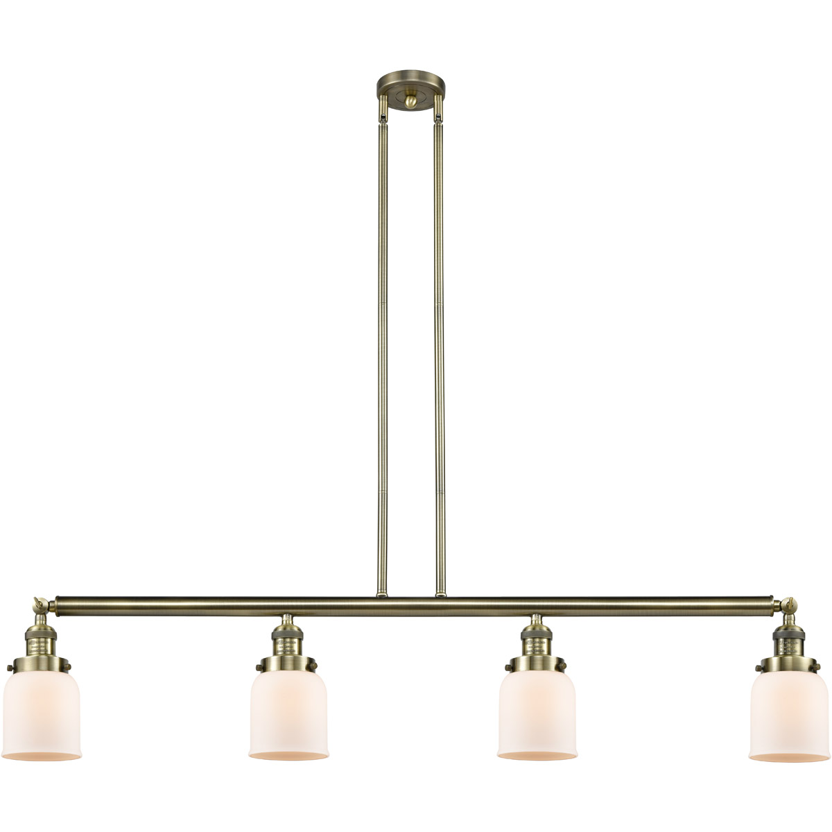 Franklin Restoration Small Bell LED 49.63 inch Antique Brass Island Light Ceiling Light in Matte White Glass, Franklin Restoration