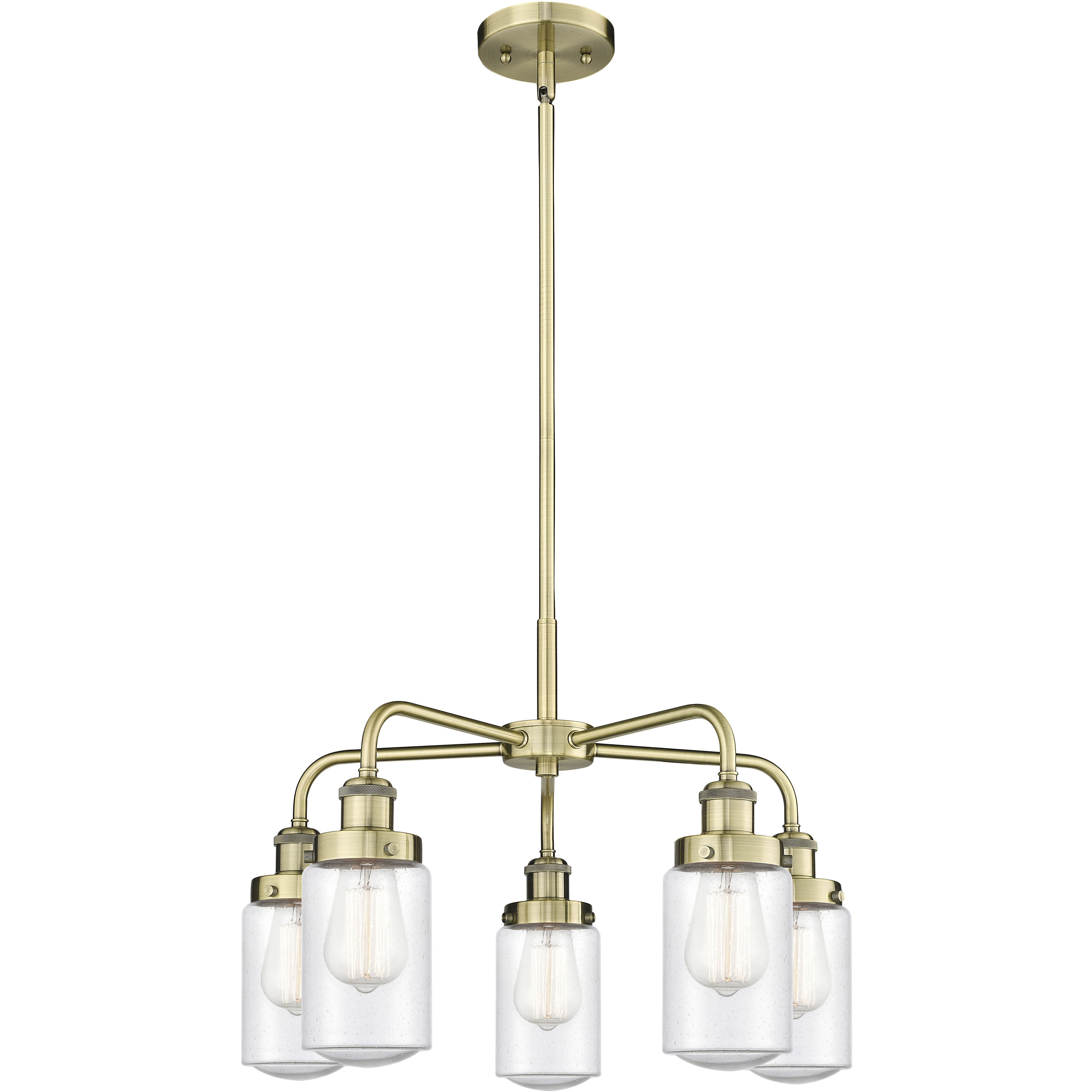 Dover 5 Light 22.5 inch Antique Brass Chandelier Ceiling Light in Seedy Glass