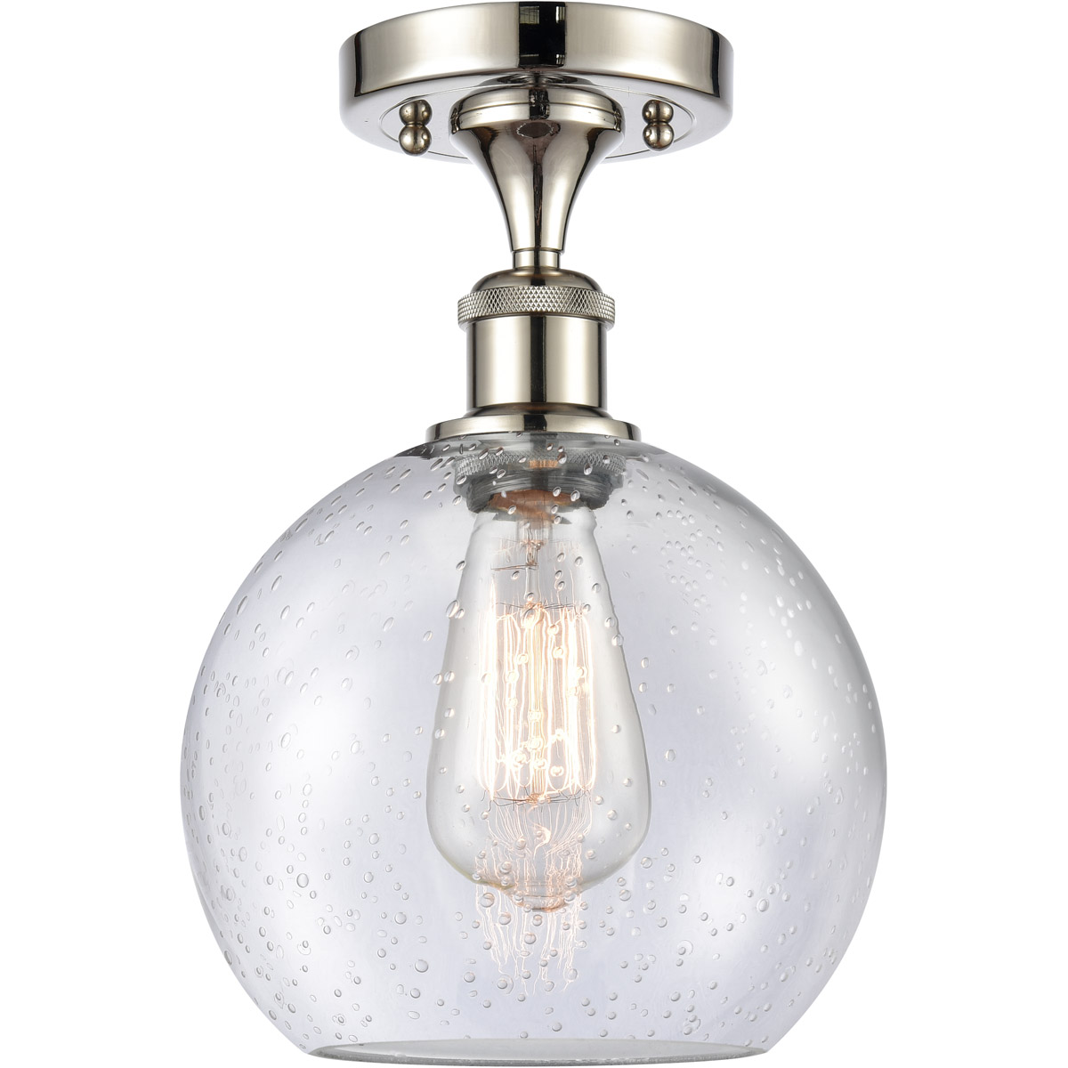 Ballston Athens LED 8 inch Polished Nickel Semi-Flush Mount Ceiling Light in Seedy Glass, Ballston