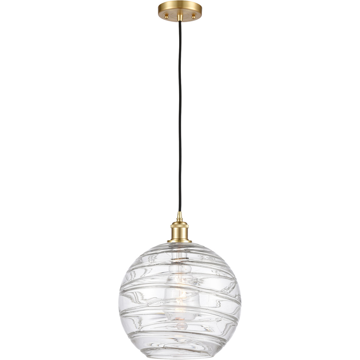 Ballston X-Large Deco Swirl LED 12 inch Satin Gold Mini Pendant Ceiling Light in Black Textured, Ballston