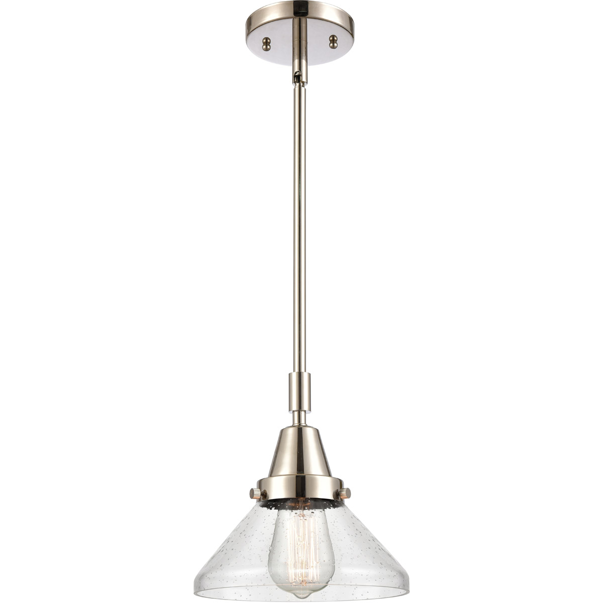 Franklin Restoration Caden LED 8 inch Polished Nickel Mini Pendant Ceiling Light in Seedy Glass