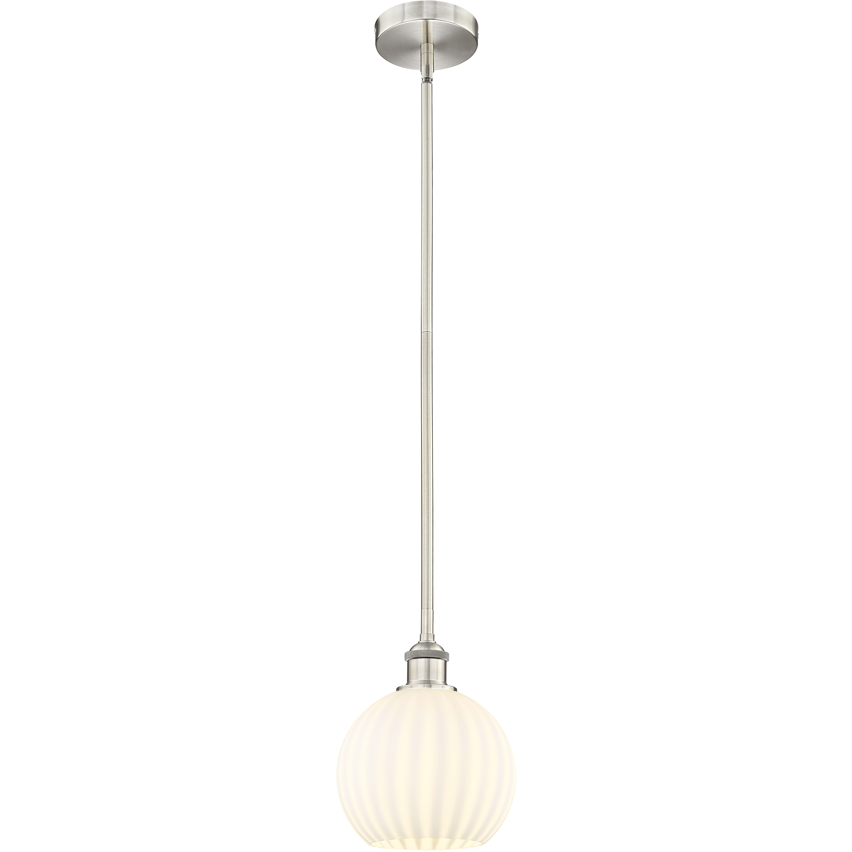 Edison White Venetian 1 Light 8 inch Brushed Satin Nickel Stem Hung Mini Pendant Ceiling Light