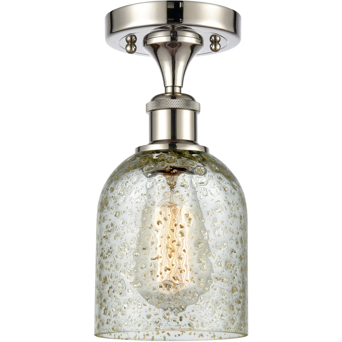Ballston Caledonia 1 Light 5 inch Polished Nickel Semi-Flush Mount Ceiling Light in Mica Glass, Ballston
