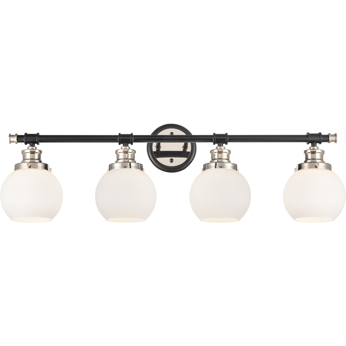Saybrook LED 33.25 inch Black Polished Nickel Bath Vanity Light Wall Light in Matte White Glass