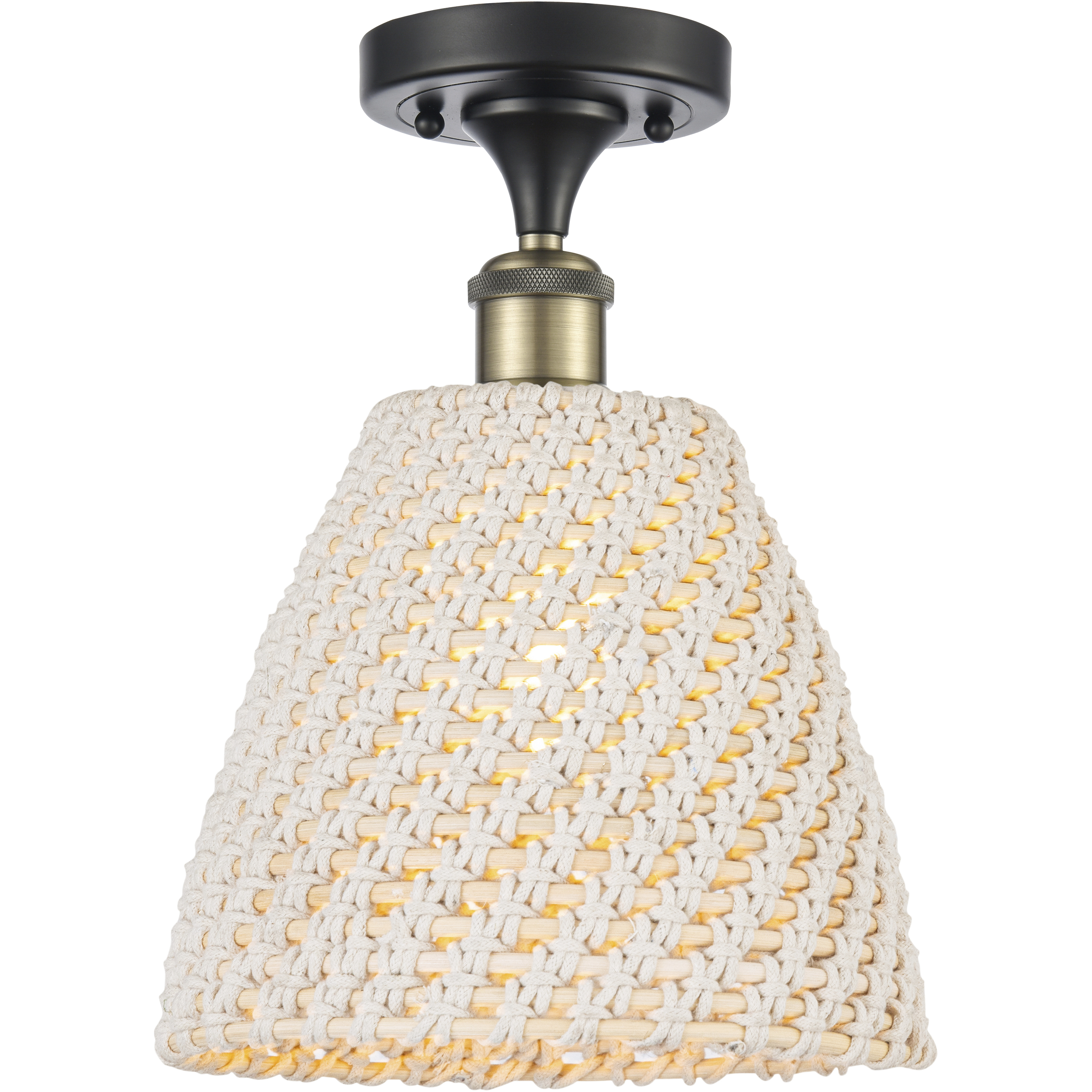 Edison Bristol Natural 1 Light 9 inch Black Antique Brass Semi-Flush Mount Ceiling Light