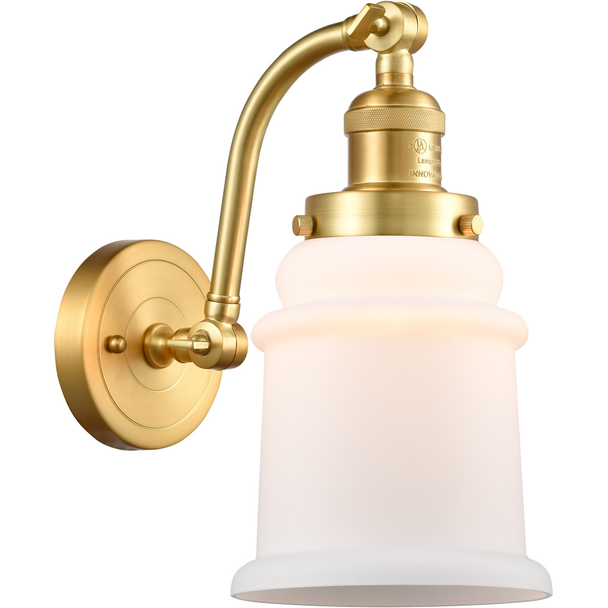Franklin Restoration Canton LED 7 inch Satin Gold Sconce Wall Light in Matte White Glass, Franklin Restoration