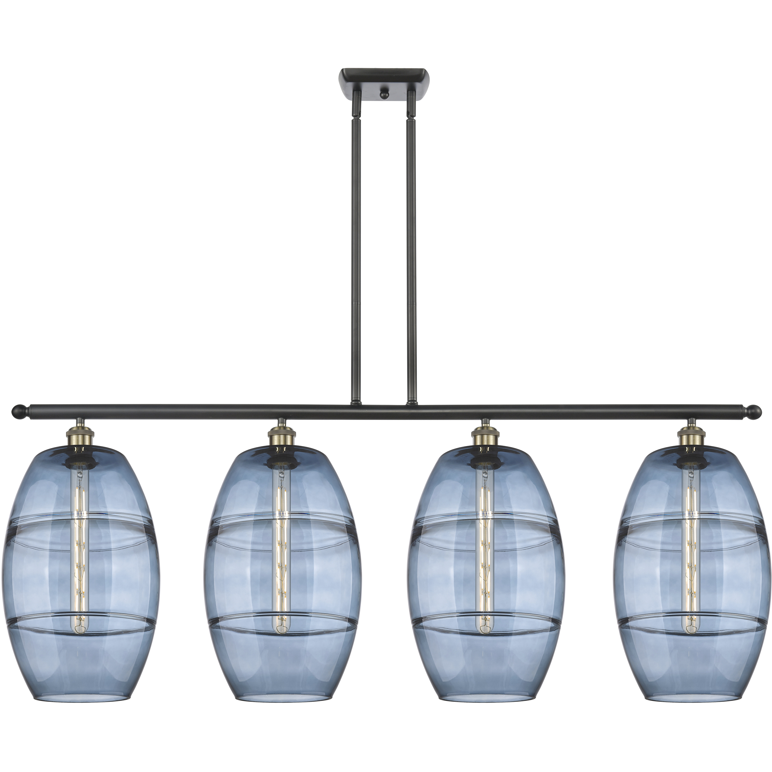 Ballston Vaz 4 Light 48.25 inch Black Antique Brass Stem Hung Island Light Ceiling Light