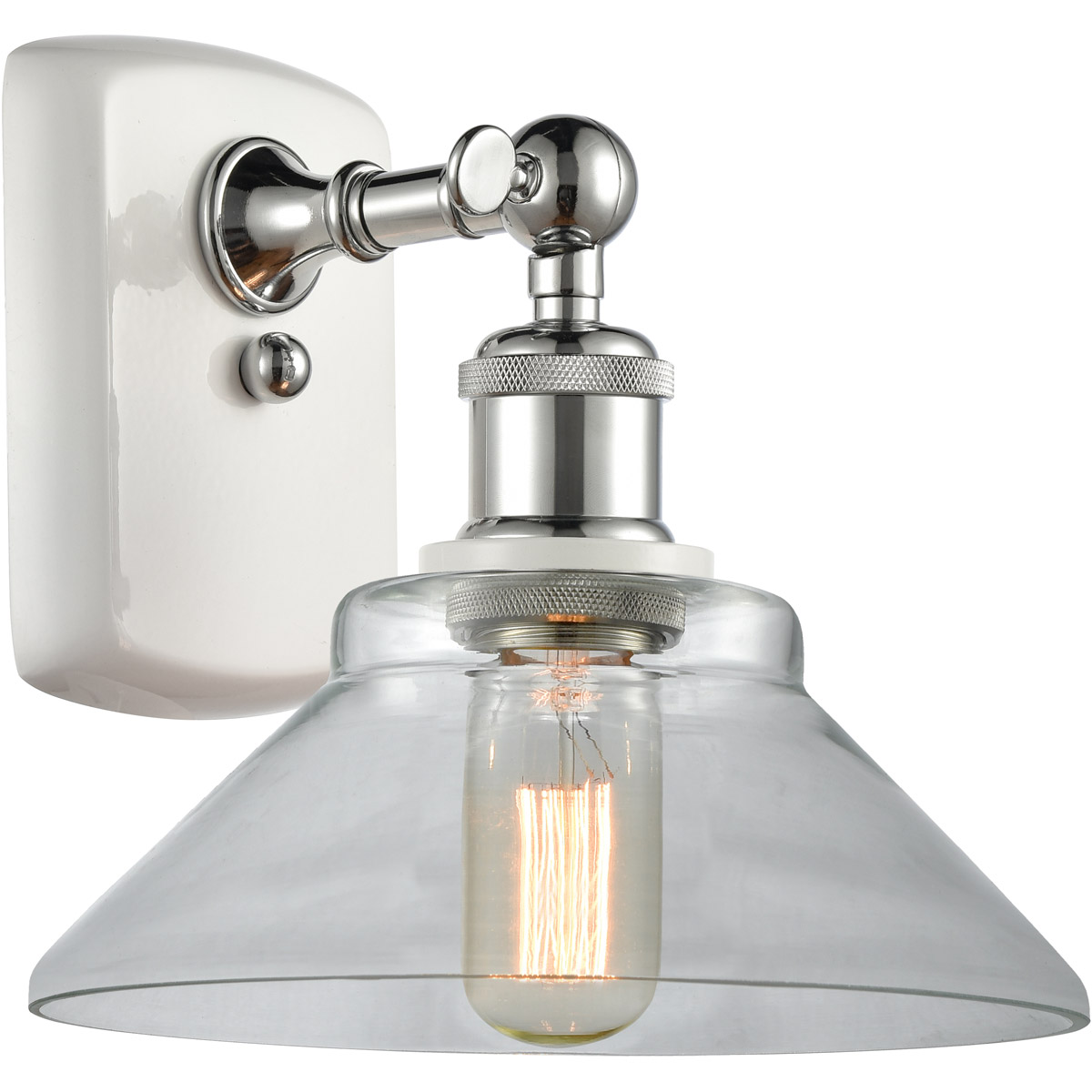 Ballston Orwell LED 8 inch White and Polished Chrome Sconce Wall Light in Clear Glass, Ballston