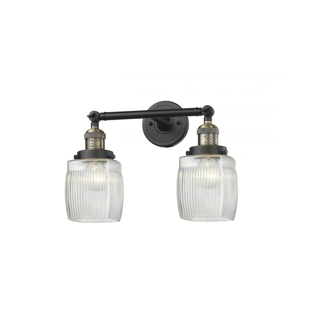 Franklin Restoration Colton 2 Light 16 inch Black Antique Brass Bath Vanity Light Wall Light, Franklin Restoration