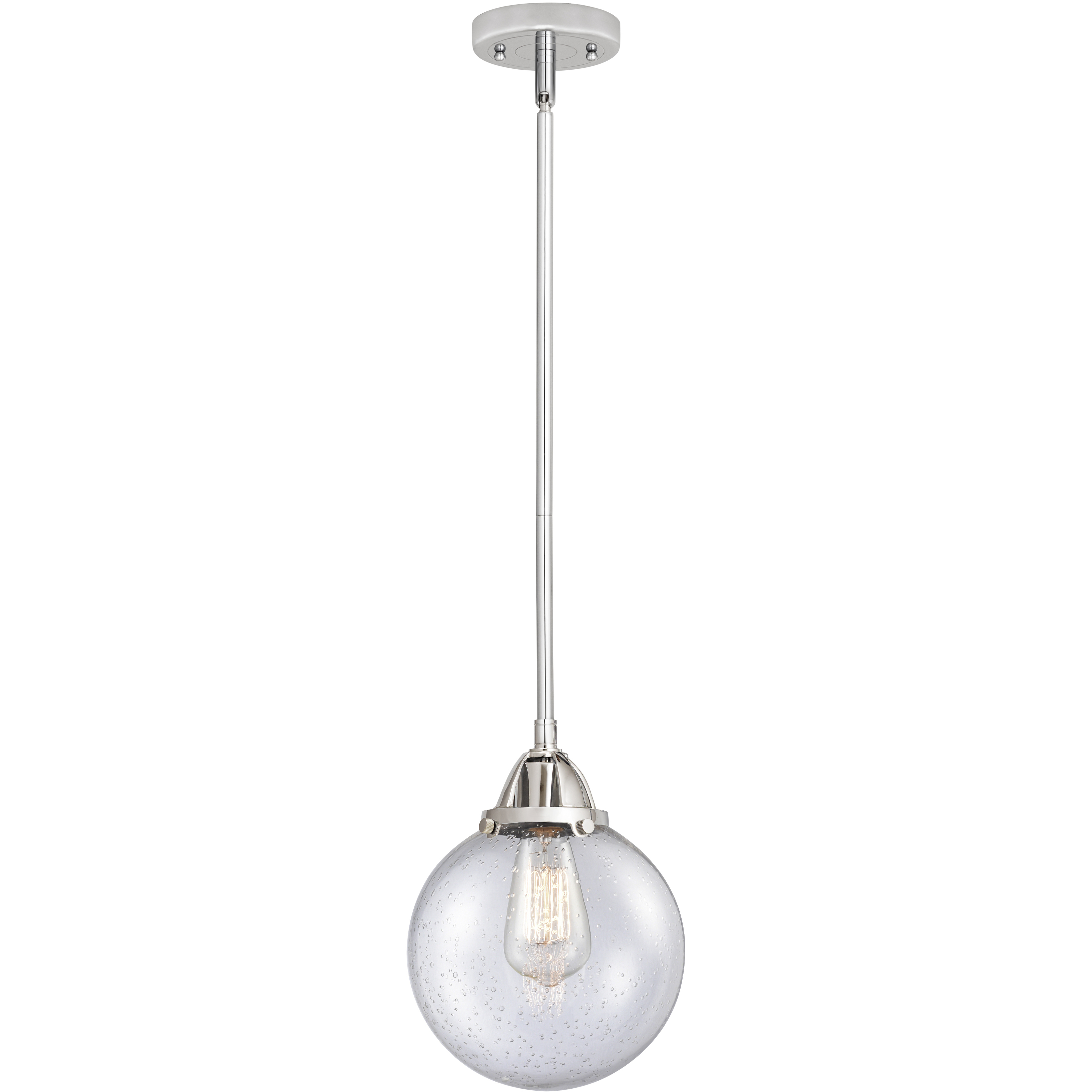 Nouveau 2 Beacon LED 8 inch Polished Chrome Mini Pendant Ceiling Light in Seedy
