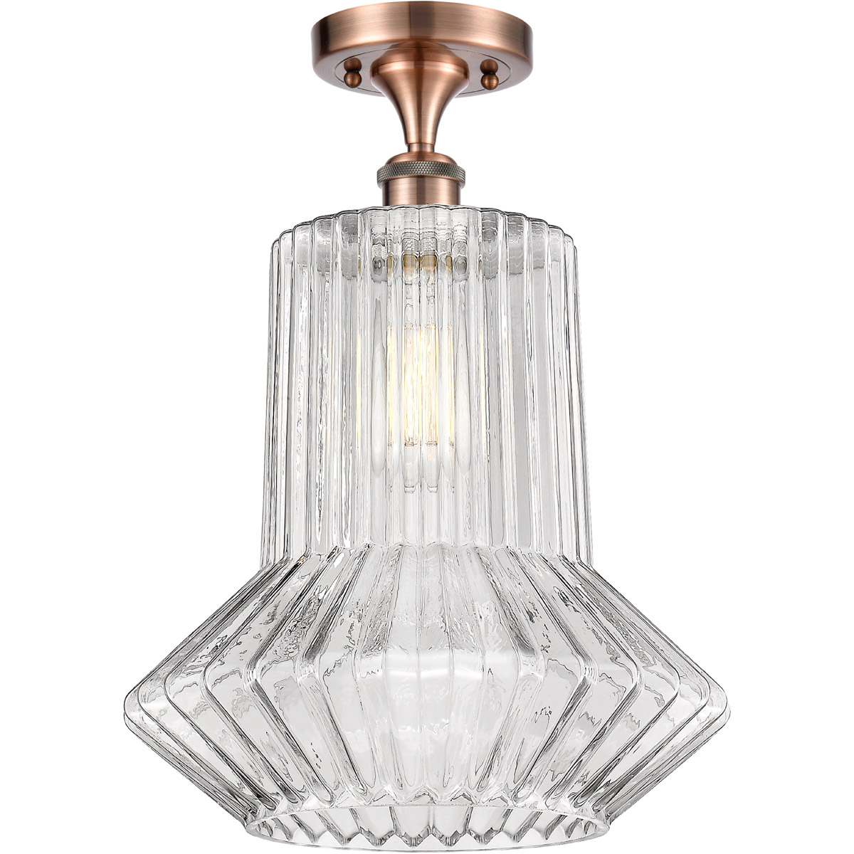Ballston Springwater LED 12 inch Antique Copper Semi-Flush Mount Ceiling Light, Ballston