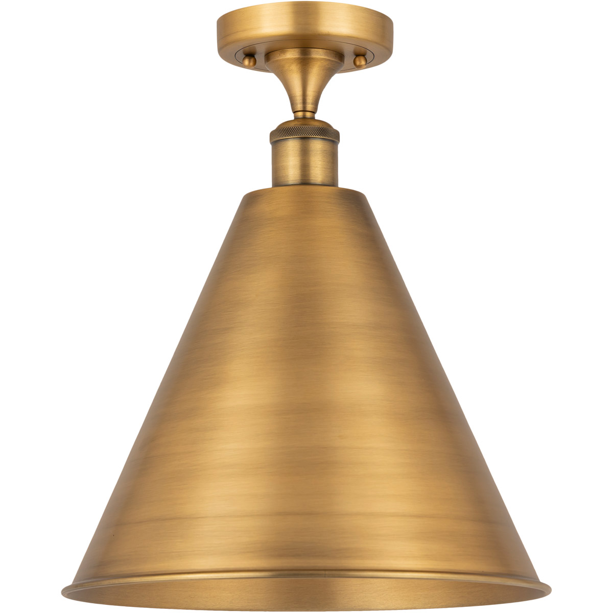 Ballston Cone LED 16 inch Brushed Brass Semi-Flush Mount Ceiling Light