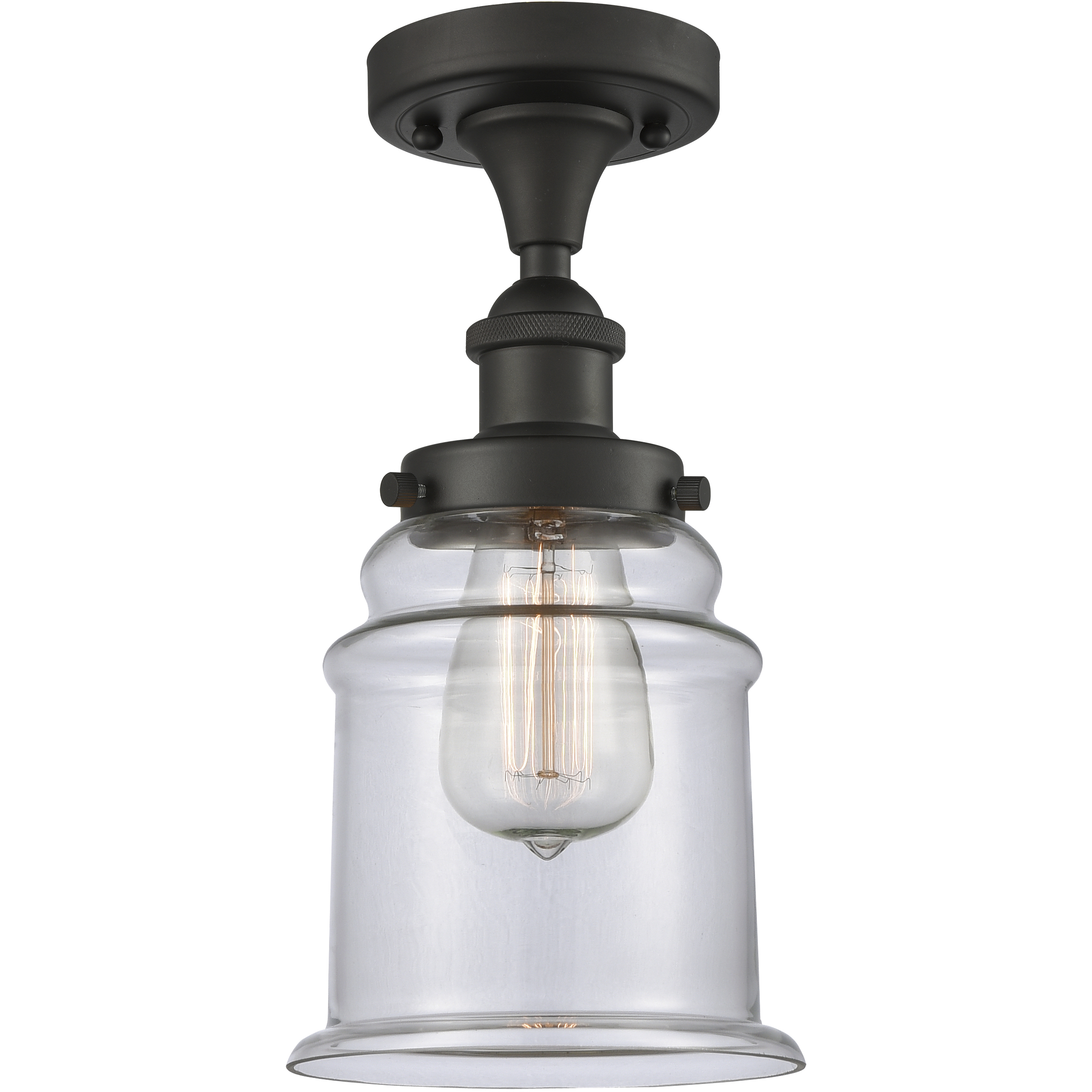Edison Canton 1 Light 6 inch Oil Rubbed Bronze Semi-Flush Mount Ceiling Light in Clear Glass, 2.05 lb