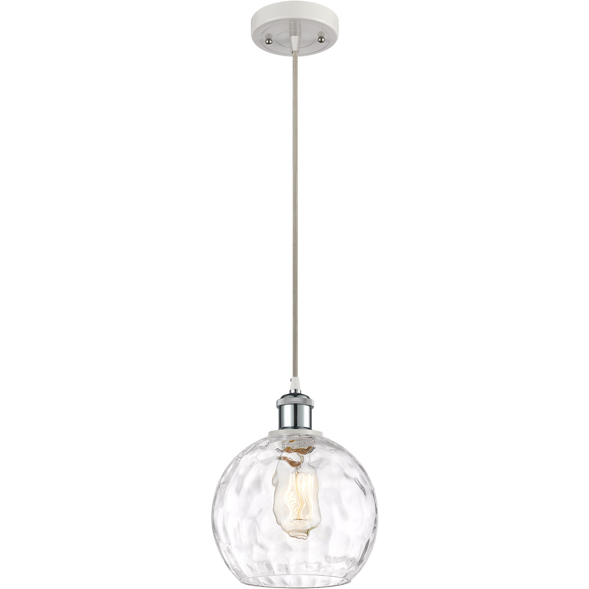 Ballston Athens Water Glass LED 8 inch White and Polished Chrome Mini Pendant Ceiling Light