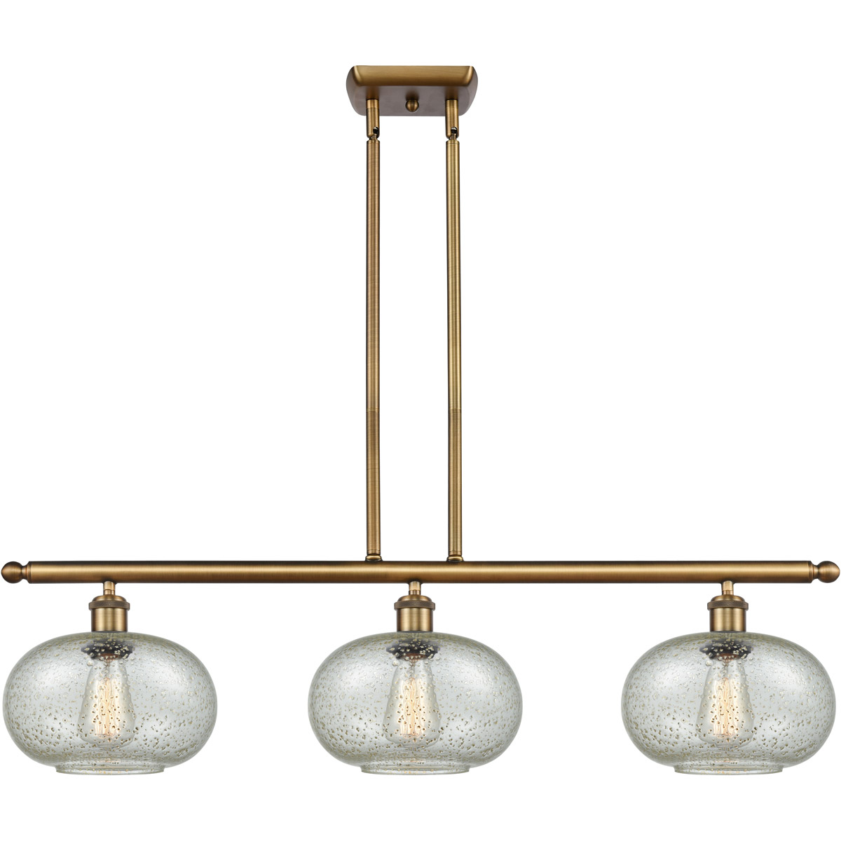 Ballston Gorham 3 Light 36 inch Brushed Brass Island Light Ceiling Light in Mica Glass, Ballston