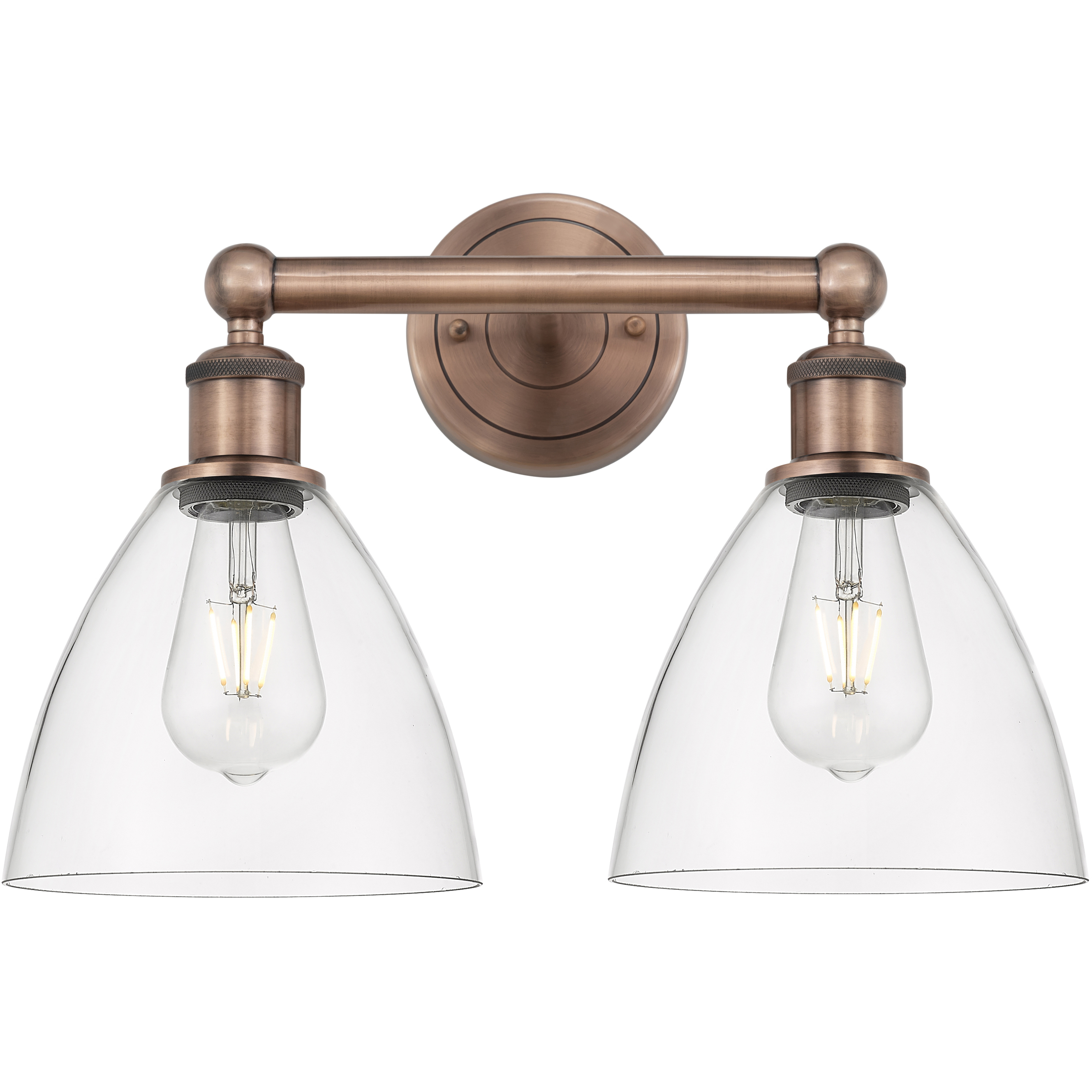 Bristol Glass 2 Light 16.5 inch Antique Copper Bath Vanity Light Wall Light in Clear