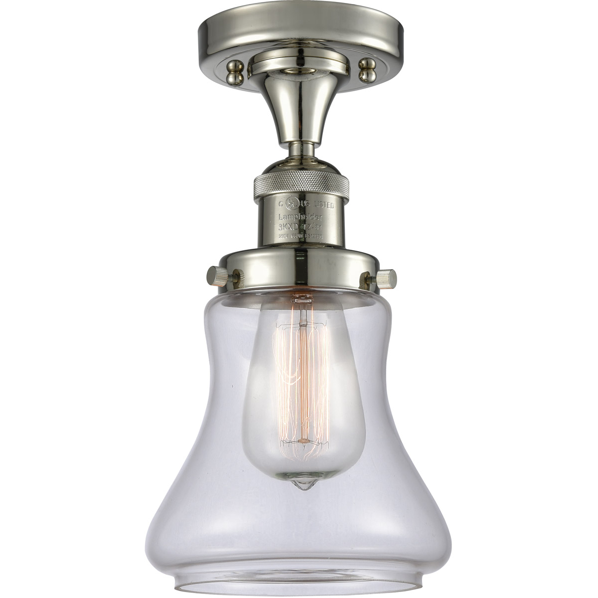 Franklin Restoration Bellmont 1 Light 6.25 inch Polished Nickel Semi-Flush Mount Ceiling Light in Clear Glass, Franklin Restoration