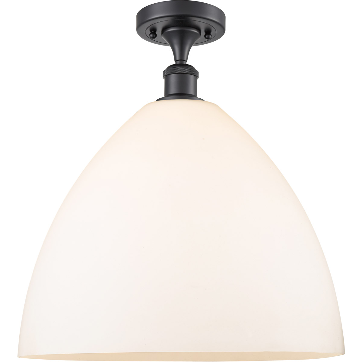 Ballston Dome LED 16 inch Matte Black Semi-Flush Mount Ceiling Light in Matte White Glass
