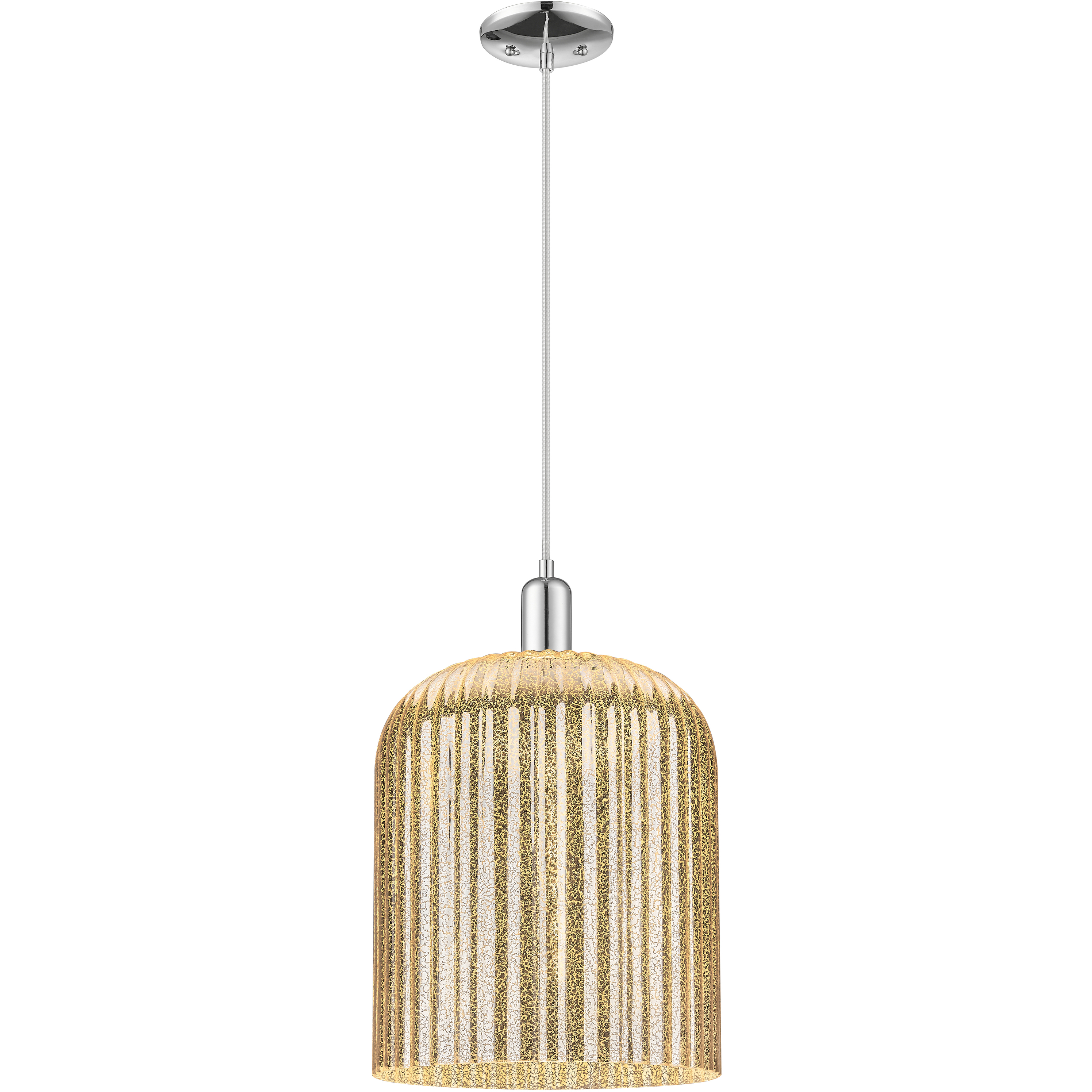 Bridal Veil 1 Light 12 inch Polished Chrome Mini Pendant Ceiling Light in Mercury Glass