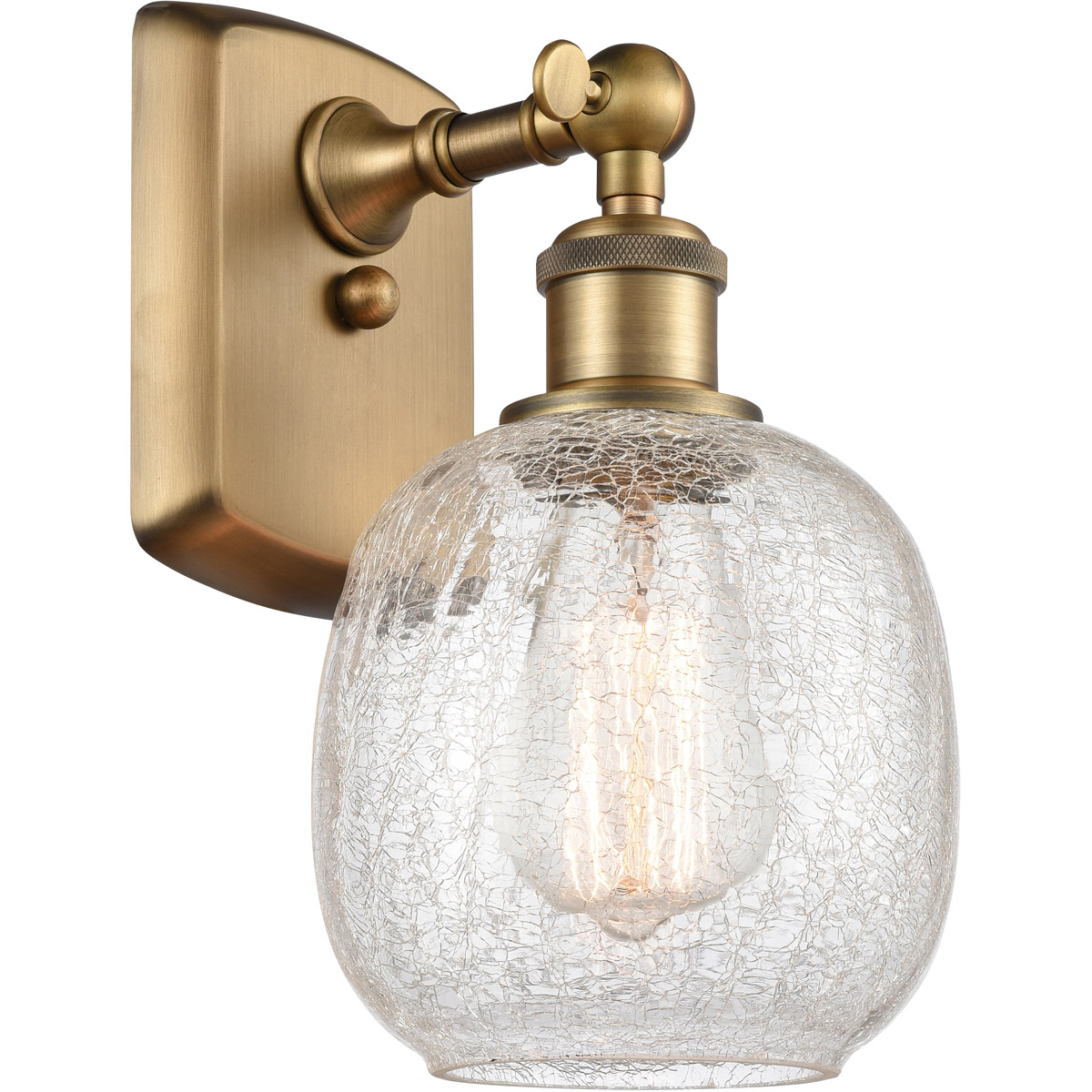 Ballston Belfast LED 6 inch Brushed Brass Sconce Wall Light in Clear Crackle Glass, Ballston