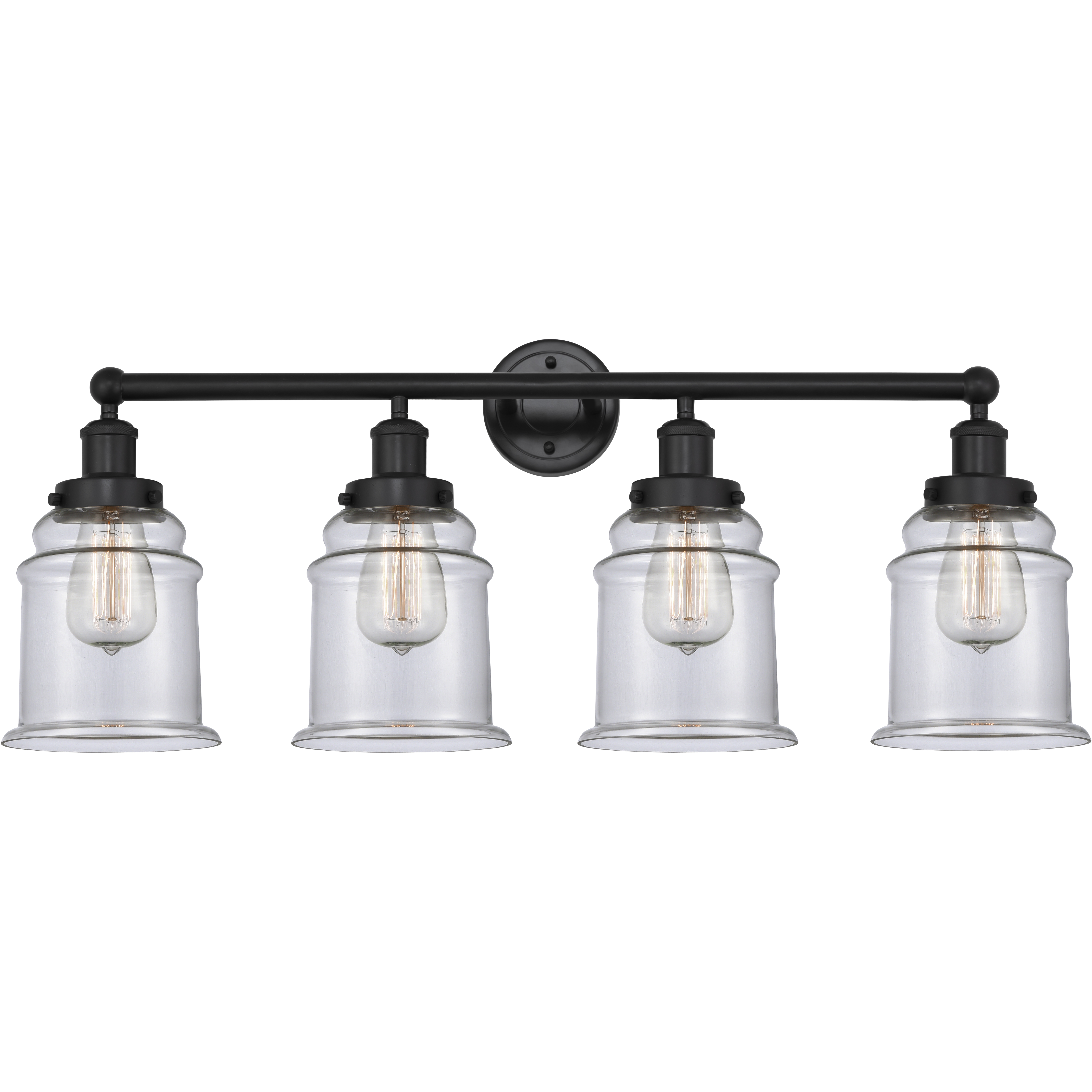 Edison Canton 4 Light 33 inch Matte Black Bath Vanity Light Wall Light in Clear Glass
