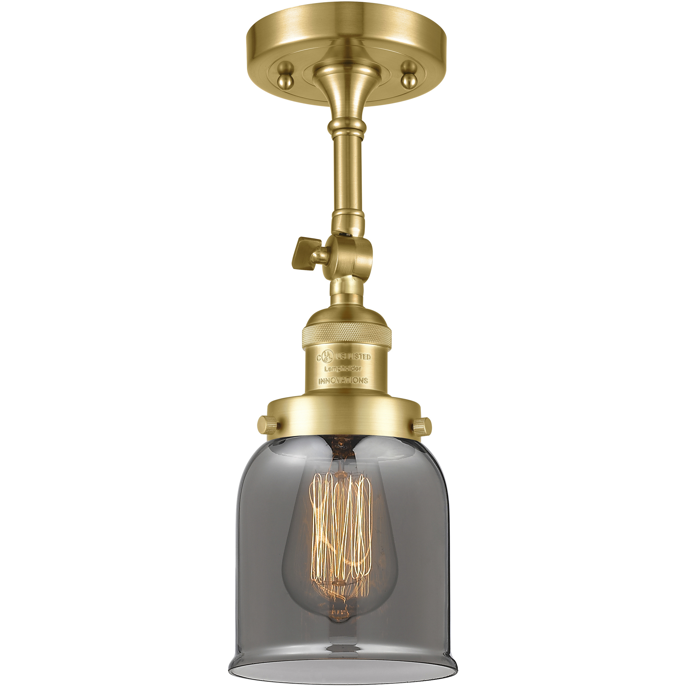 Franklin Restoration Small Bell 1 Light 5 inch Satin Gold Sconce Wall Light in Plated Smoke Glass, Franklin Restoration