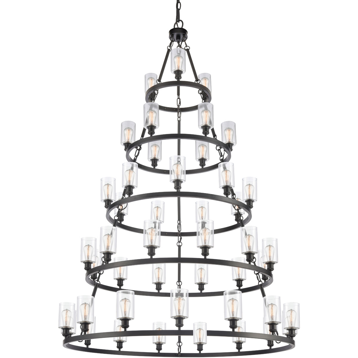 Ballston Saloon LED 60 inch Matte Black Chandelier Ceiling Light in Clear Glass