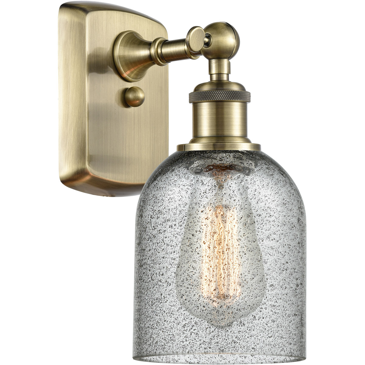 Ballston Caledonia 1 Light 5 inch Antique Brass Sconce Wall Light in Incandescent, Charcoal Glass, Ballston