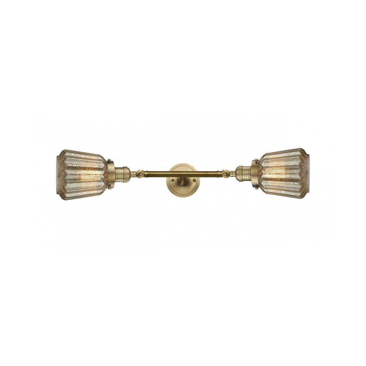 Franklin Restoration Chatham 2 Light 6 inch Brushed Brass Bath Vanity Light Wall Light in Mercury Glass, Franklin Restoration