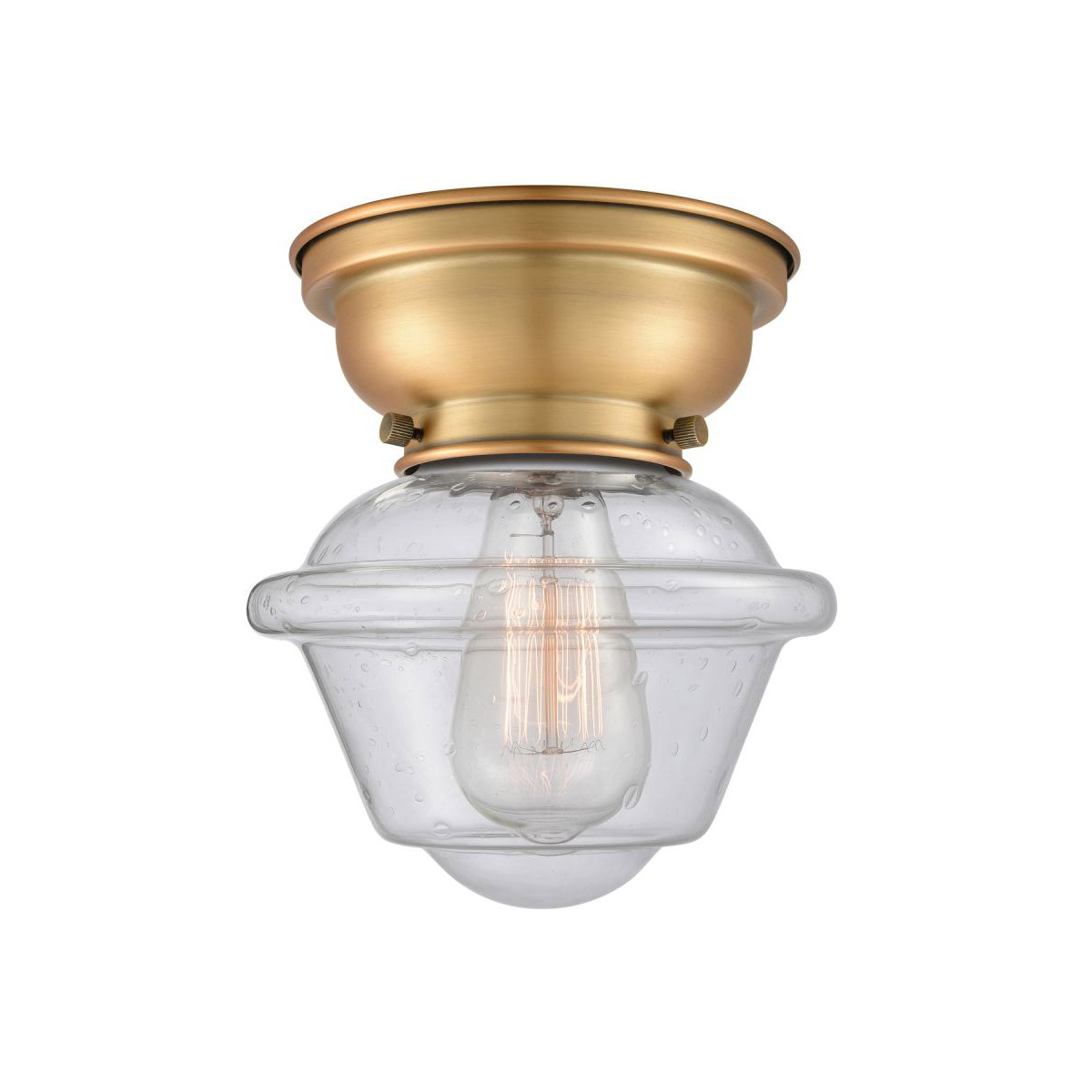 Aditi Small Bell LED 6.25 inch Brushed Brass Flush Mount Ceiling Light in Plated Smoke Glass, Aditi